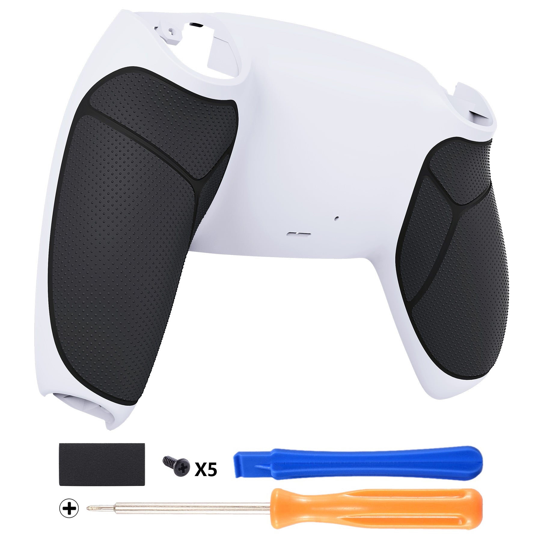 eXtremeRate Performance Grip Replacement Back Housing Bottom Shell Compatible with PS5 Controller BDM-010/020/030/040/050 - Rubberized Black White eXtremeRate