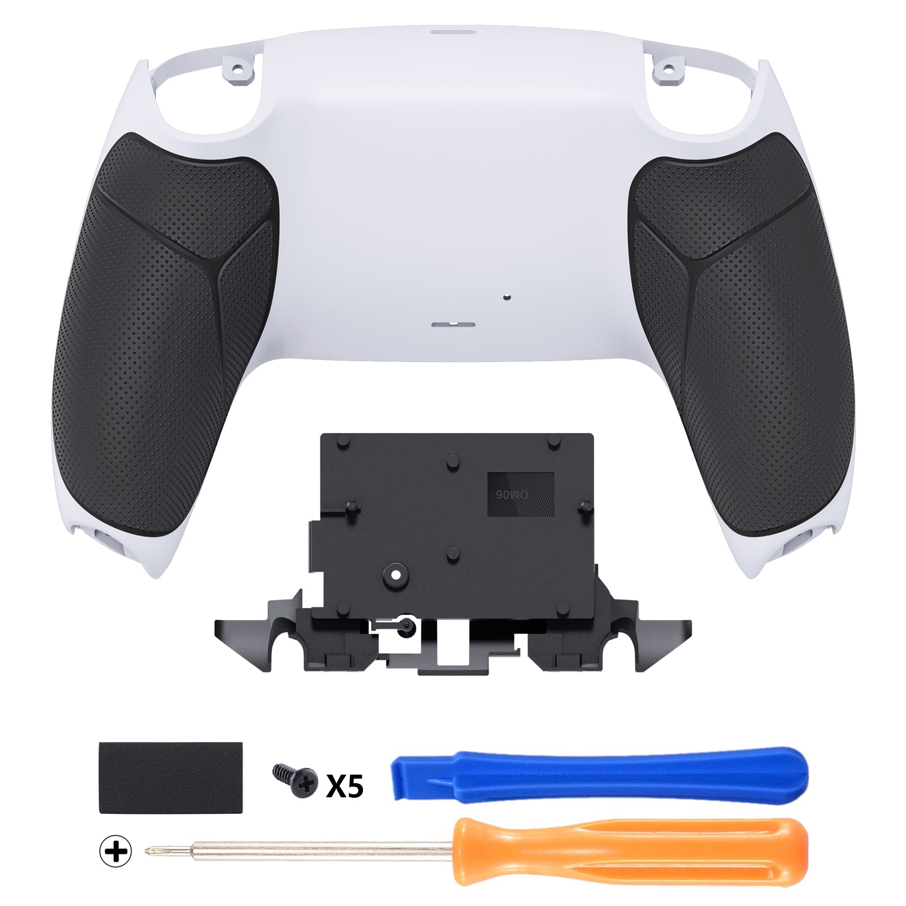 eXtremeRate Performance Grip Replacement Back Housing Bottom Shell for PS5 Controller BDM-010/020/030/040/050/060 - Rubberized Black White eXtremeRate