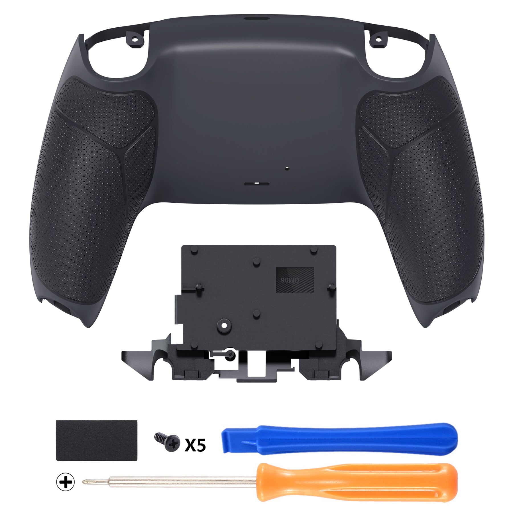 eXtremeRate Performance Grip Replacement Back Housing Bottom Shell for PS5 Controller BDM-010/020/030/040/050/060 - Rubberized Classic Gray & Dark Gray eXtremeRate