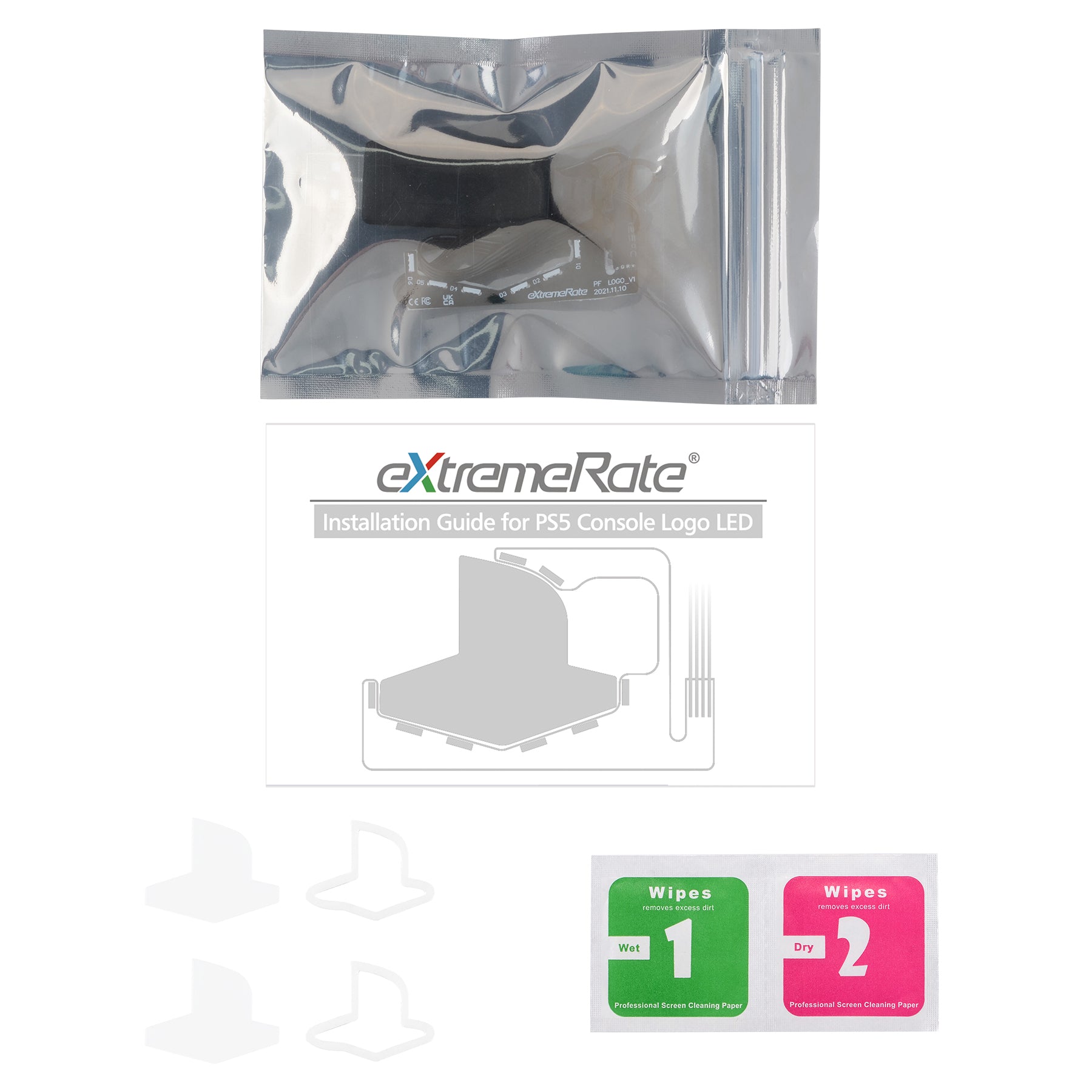 eXtremeRate RGB Logo LED Kit for PS5 Disc & Digital Console - 7 Colors 24 Effects eXtremeRate