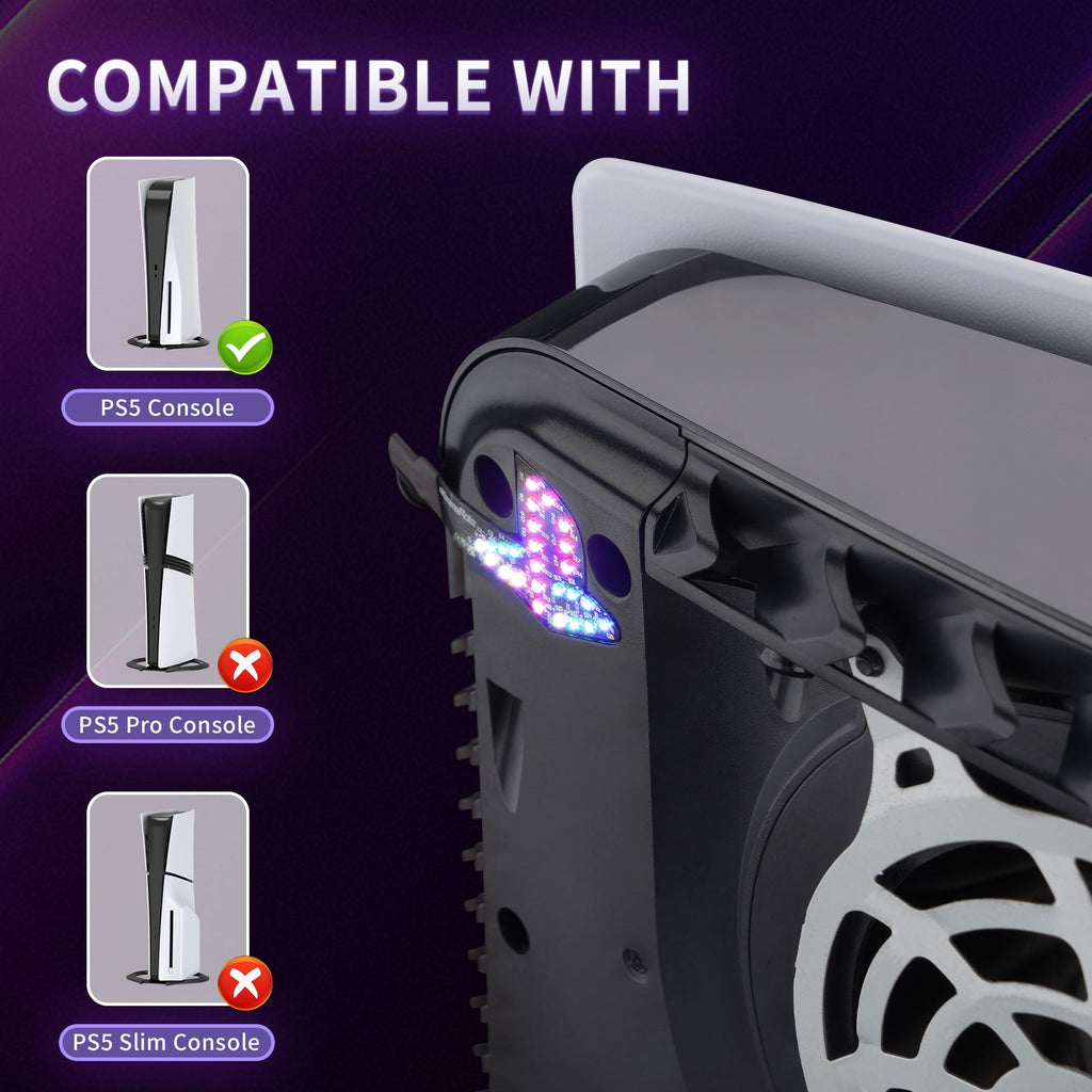 eXtremeRate RGB RAINBOW Logo LED Kit for PS5 Disc & Digital Edition Console (2020 CFI-1 Series) - 7 Colors 40 Effects eXtremeRate