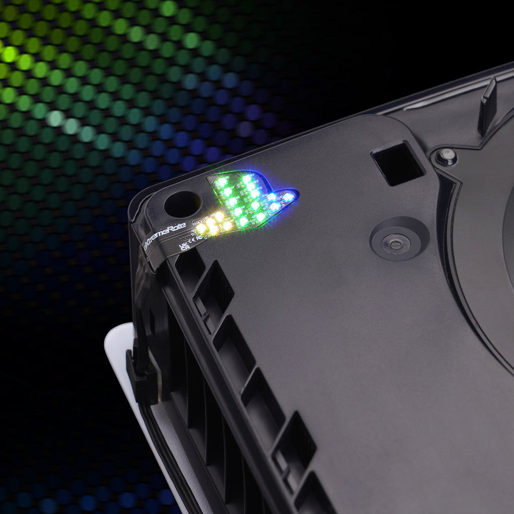 eXtremeRate RGB RAINBOW Logo LED Kit for PS5 Slim/Pro Disc & Digital Console - 7 Colors 40 Effects eXtremeRate
