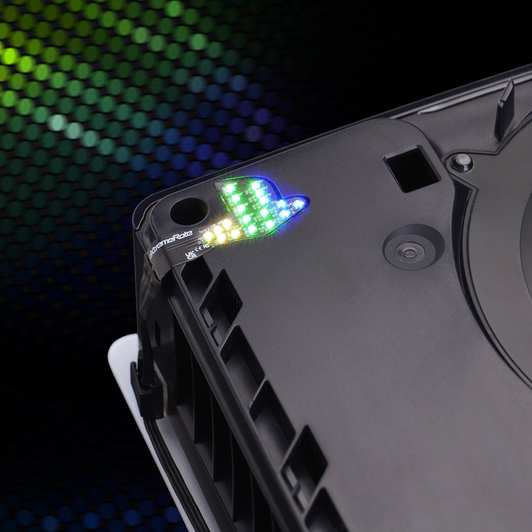 eXtremeRate RGB RAINBOW Logo LED Kit for PS5 Slim/Pro Disc & Digital Console - 7 Colors 40 Effects eXtremeRate