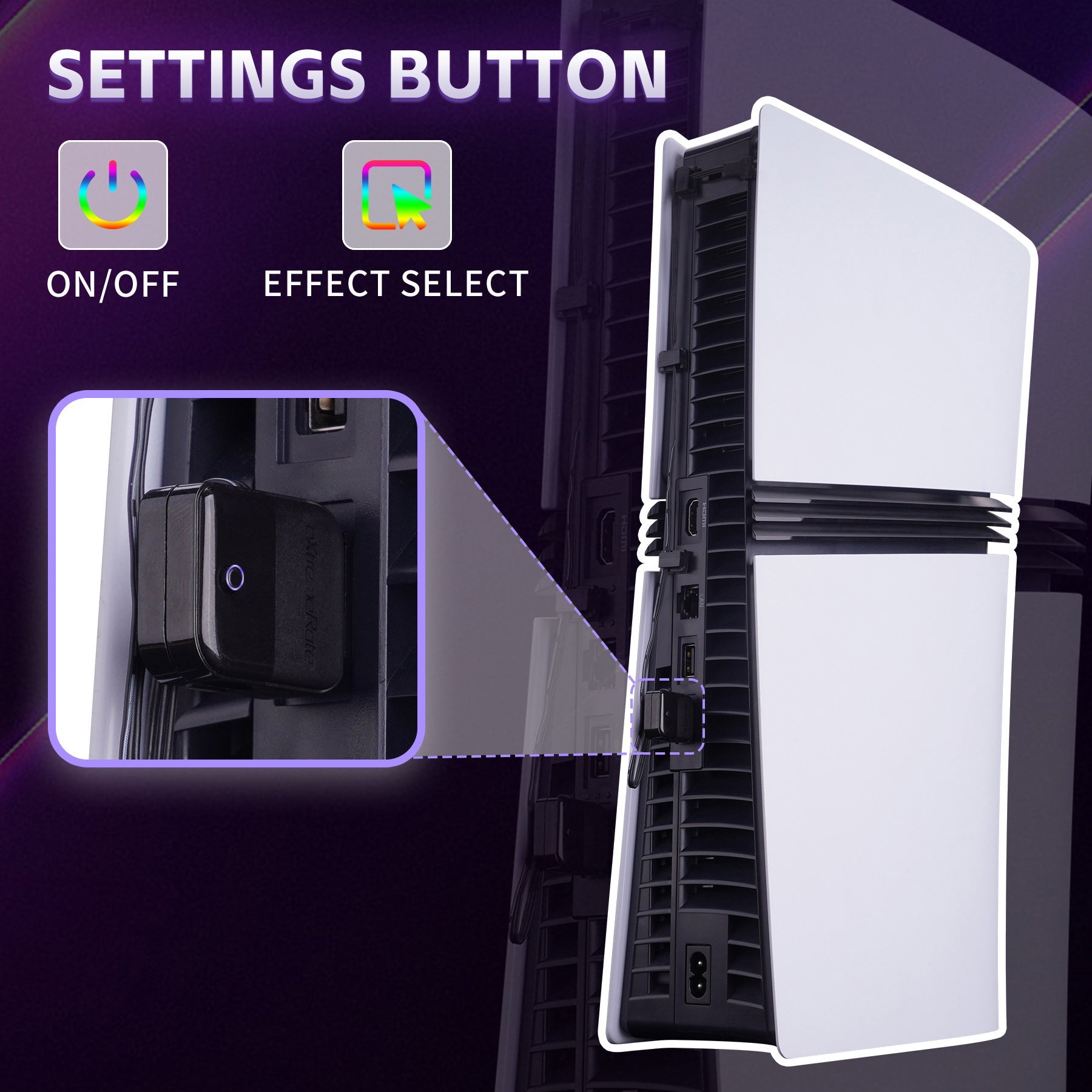 eXtremeRate RGB RAINBOW Logo LED Kit for PS5 Slim/Pro Disc & Digital Console - 7 Colors 40 Effects eXtremeRate