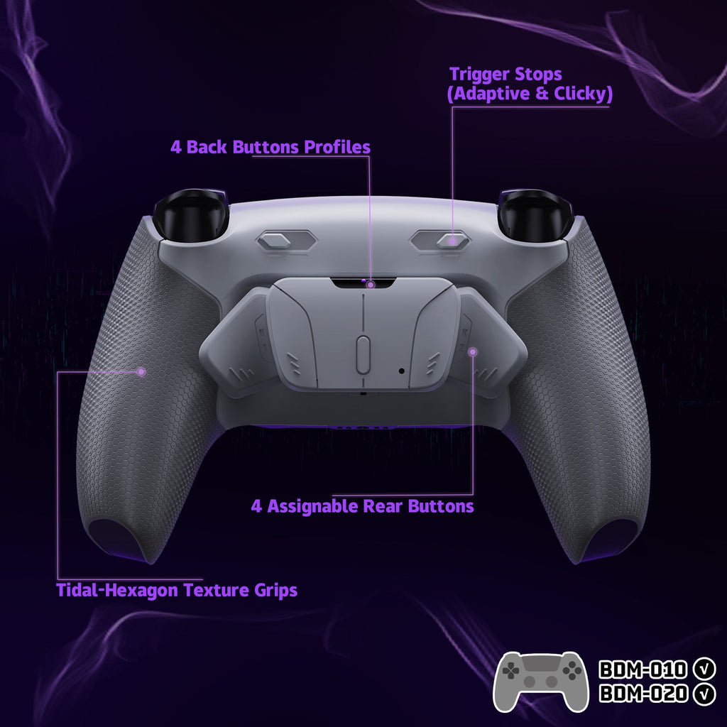 eXtremeRate RISE4 Plus MAX Back Paddles Kit with Clicky Trigger Stops & Rubberized Grip for PS5 Controller BDM-010/020 - New Hope Gray & Classic Gray eXtremeRate