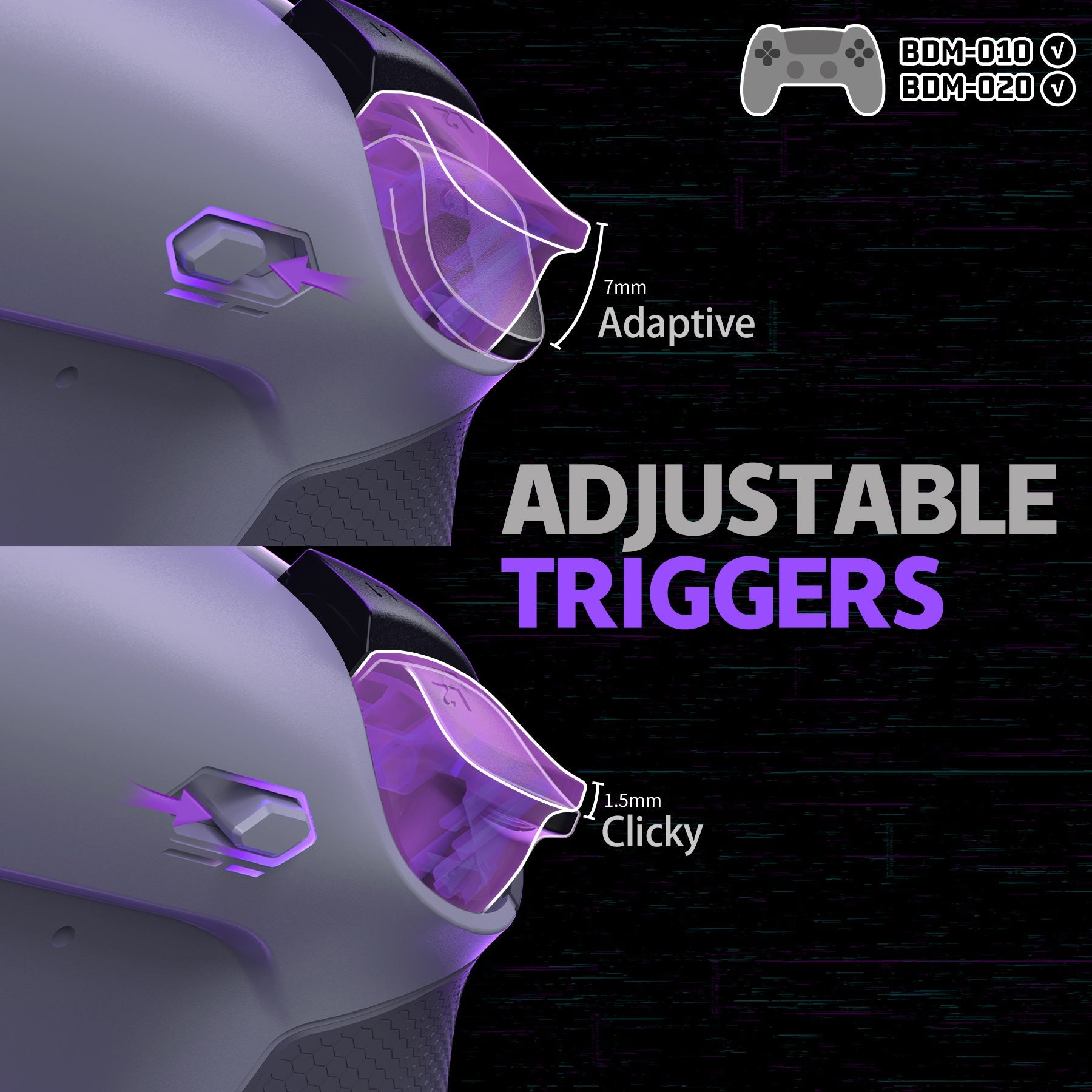 eXtremeRate RISE4 Plus MAX Back Paddles Kit with Clicky Trigger Stops & Rubberized Grip for PS5 Controller BDM-010/020 - New Hope Gray & Classic Gray eXtremeRate