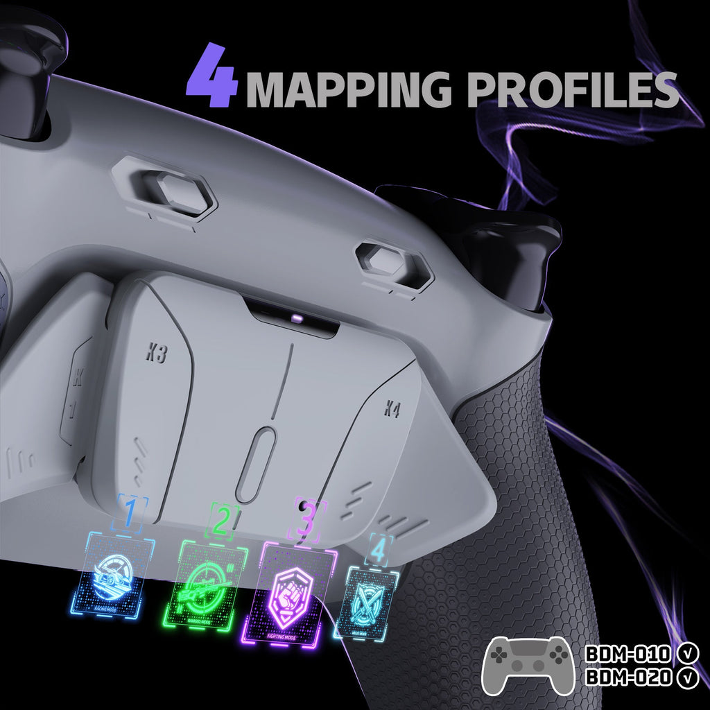 eXtremeRate RISE4 Plus MAX Back Paddles Kit with Clicky Trigger Stops & Rubberized Grip for PS5 Controller BDM-010/020 - New Hope Gray & Classic Gray eXtremeRate