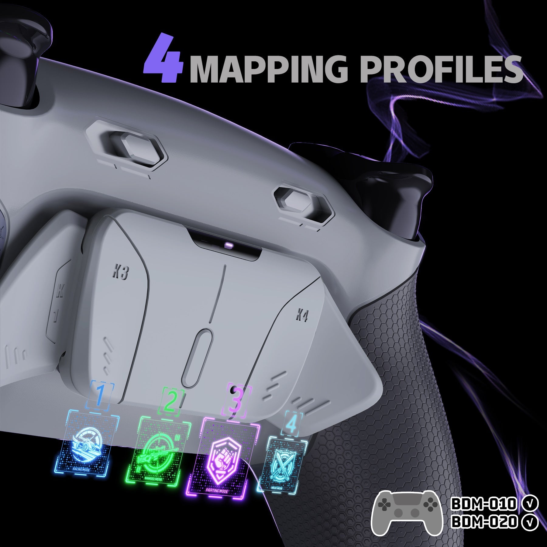 eXtremeRate RISE4 Plus MAX Back Paddles Kit with Clicky Trigger Stops & Rubberized Grip for PS5 Controller BDM-010/020 - New Hope Gray & Classic Gray eXtremeRate