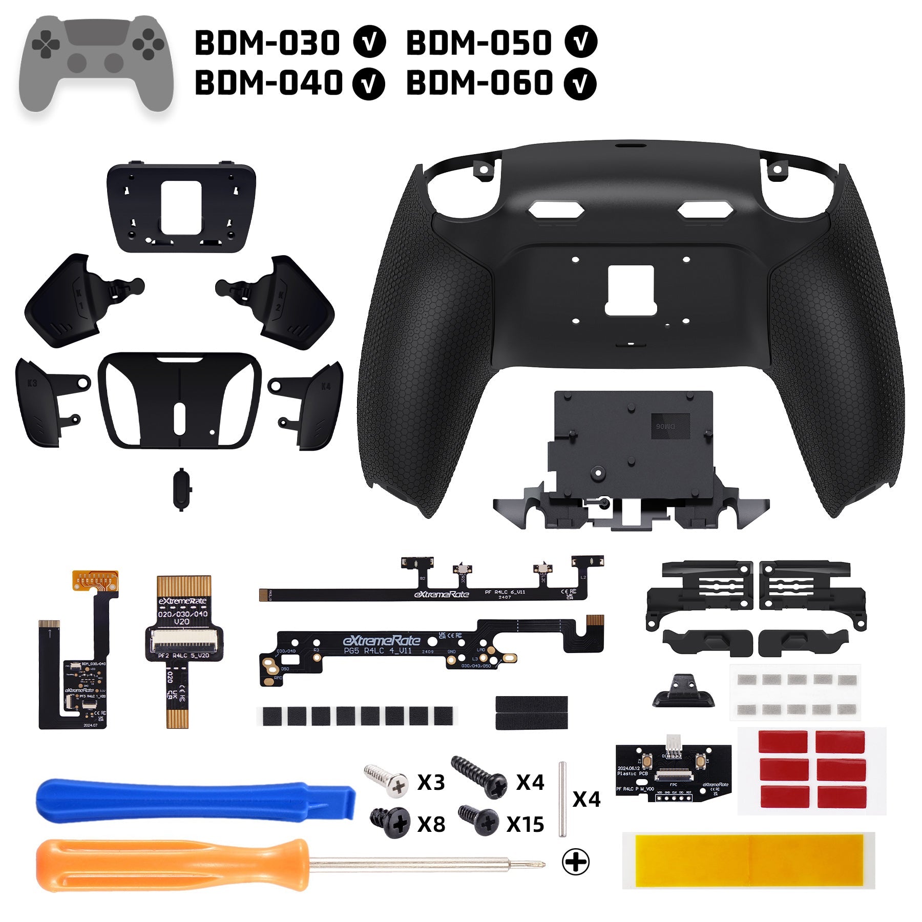 eXtremeRate RISE4 Plus MAX Back Paddles Kit with Clicky Trigger Stops & Rubberized Grip for PS5 Controller BDM-030/040/050/060 - Black eXtremeRate
