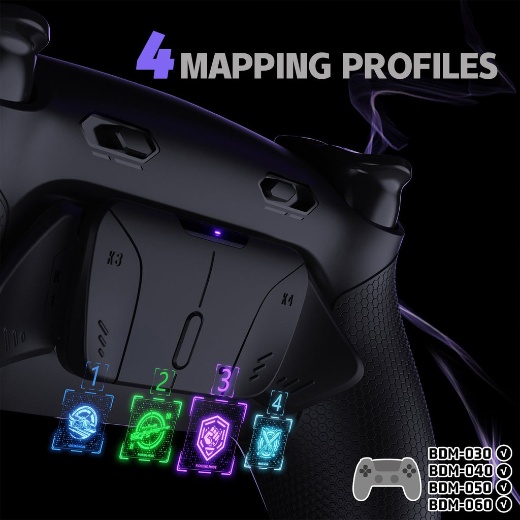 eXtremeRate RISE4 Plus MAX Back Paddles Kit with Clicky Trigger Stops & Rubberized Grip for PS5 Controller BDM-030/040/050/060 - Black eXtremeRate
