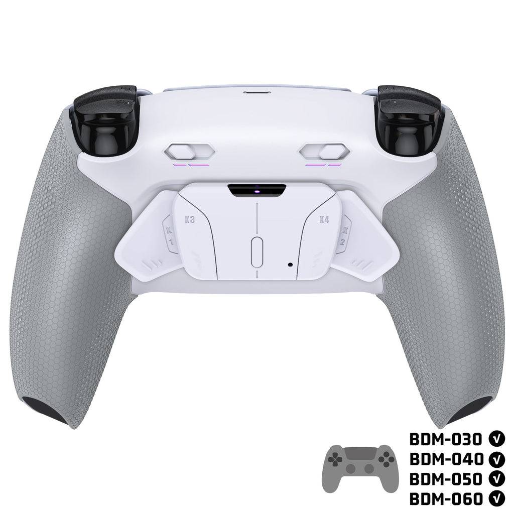 eXtremeRate RISE4 Plus MAX Back Paddles Kit with Clicky Trigger Stops & Rubberized Grip for PS5 Controller BDM-030/040/050/060 - White Gray eXtremeRate