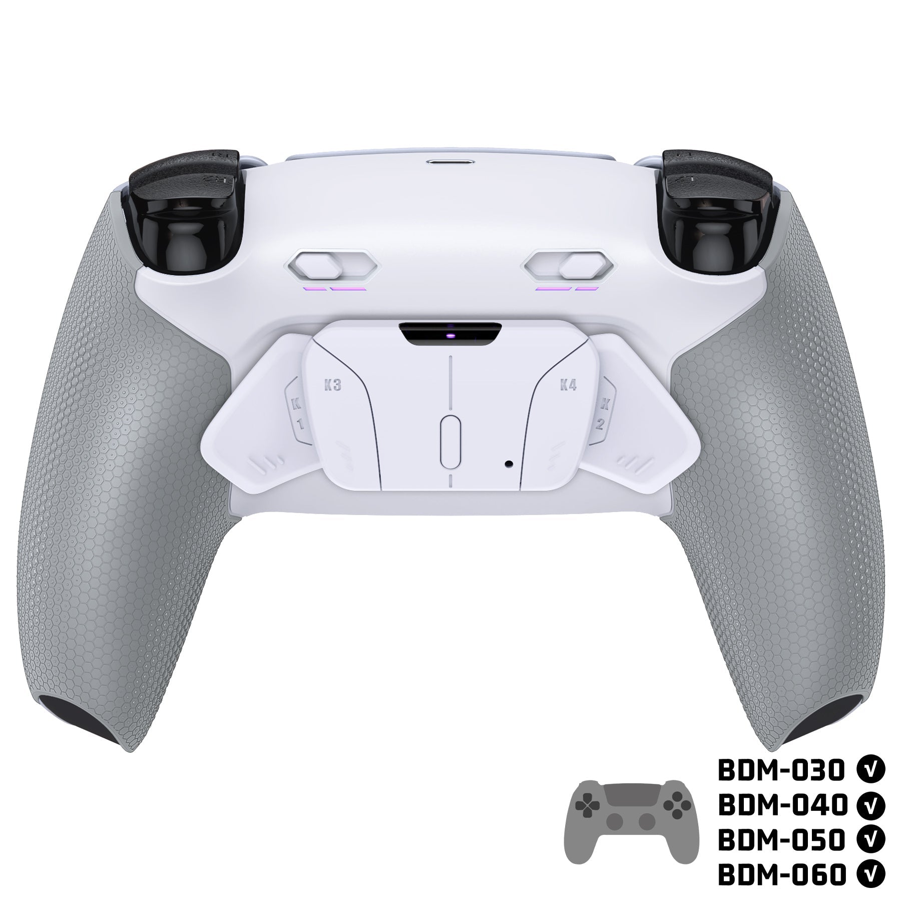eXtremeRate RISE4 Plus MAX Back Paddles Kit with Clicky Trigger Stops & Rubberized Grip for PS5 Controller BDM-030/040/050/060 - White Gray eXtremeRate