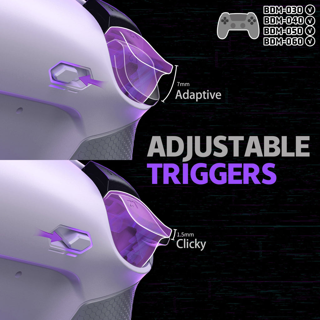 eXtremeRate RISE4 Plus MAX Back Paddles Kit with Clicky Trigger Stops & Rubberized Grip for PS5 Controller BDM-030/040/050/060 - White Gray eXtremeRate