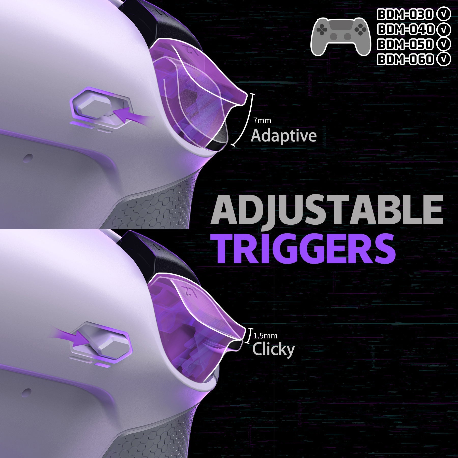 eXtremeRate RISE4 Plus MAX Back Paddles Kit with Clicky Trigger Stops & Rubberized Grip for PS5 Controller BDM-030/040/050/060 - White Gray eXtremeRate