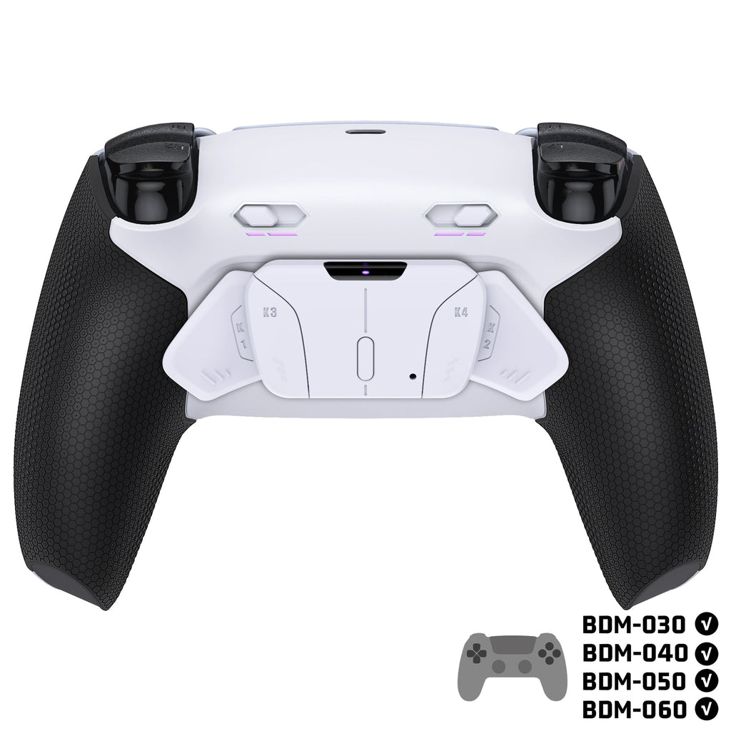 eXtremeRate RISE4 Plus MAX Back Paddles Kit with Clicky Trigger Stops & Rubberized Grip for PS5 Controller BDM-030/040/050/060 - White Black - White eXtremeRate