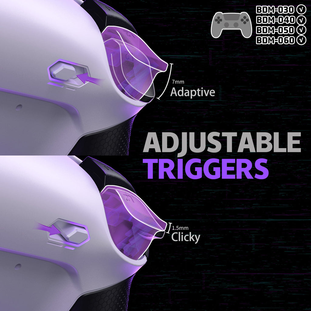 eXtremeRate RISE4 Plus MAX Back Paddles Kit with Clicky Trigger Stops & Rubberized Grip for PS5 Controller BDM-030/040/050/060 - White Black - White eXtremeRate
