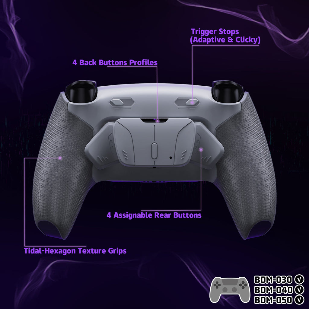 eXtremeRate RISE4 Plus MAX Back Paddles Kit with Clicky Trigger Stops & Rubberized Grip for PS5 Controller BDM-030/040/050 - New Hope Gray & Classic Gray eXtremeRate