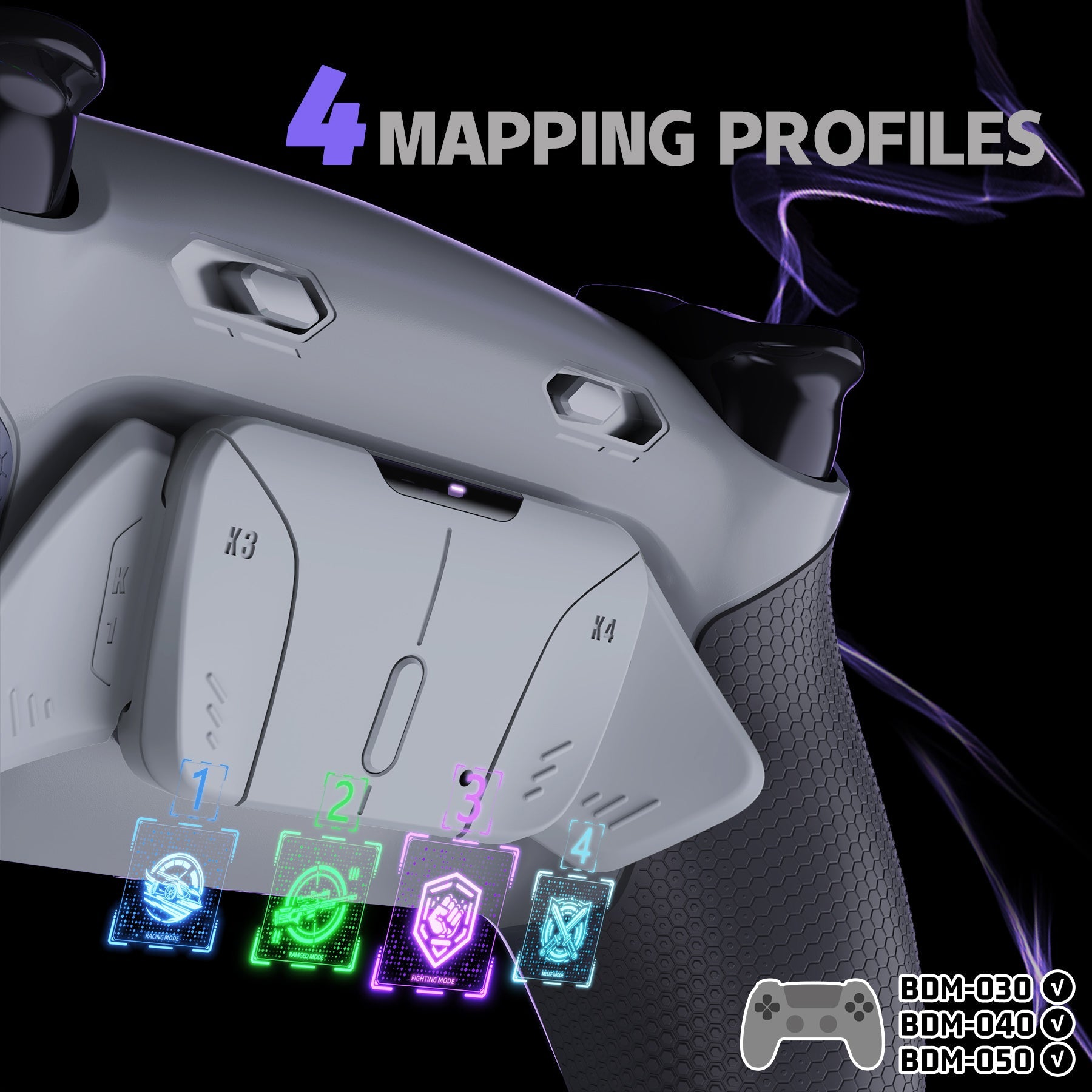 eXtremeRate RISE4 Plus MAX Back Paddles Kit with Clicky Trigger Stops & Rubberized Grip for PS5 Controller BDM-030/040/050 - New Hope Gray & Classic Gray eXtremeRate