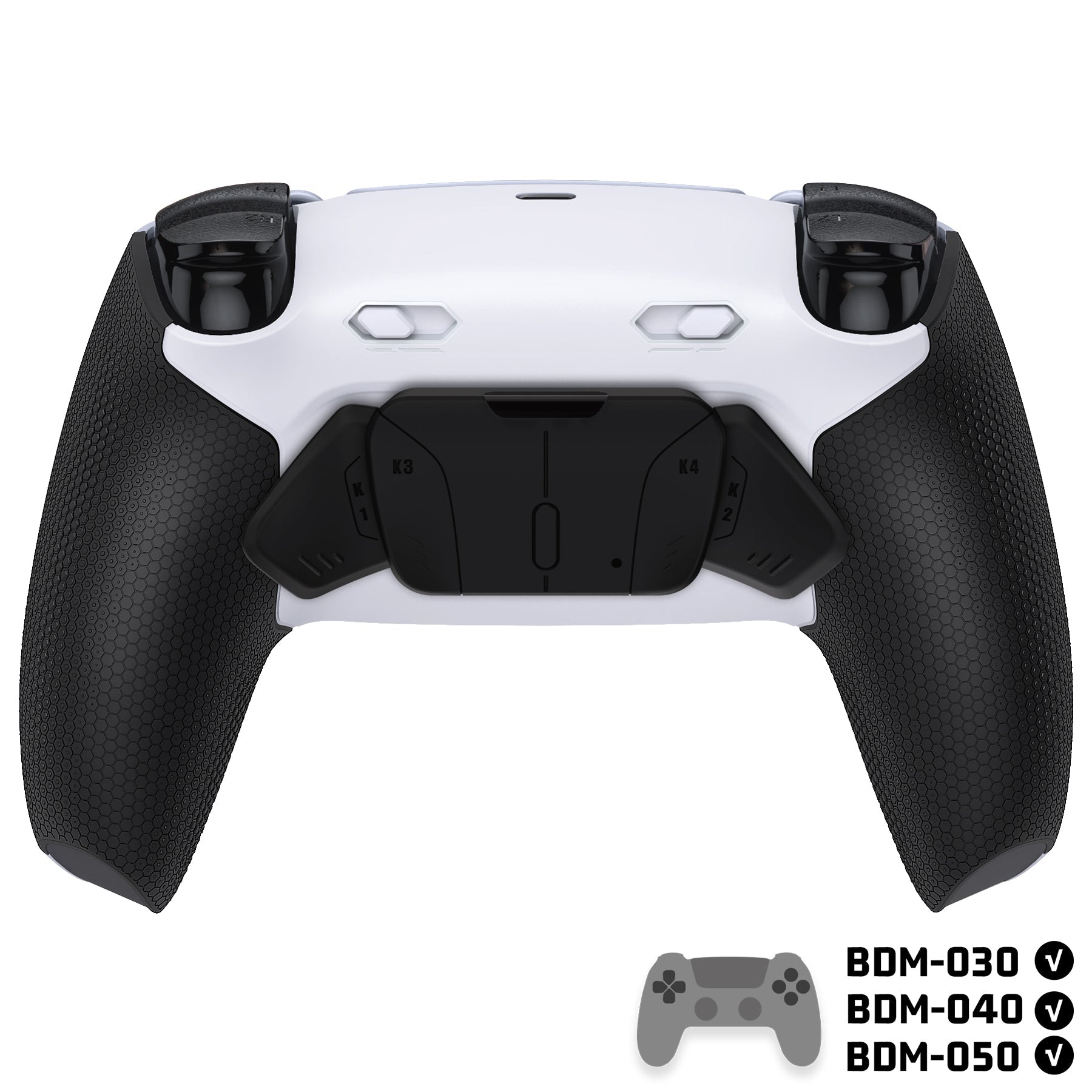 eXtremeRate RISE4 Plus MAX Back Paddles Kit with Clicky Trigger Stops & Rubberized Grip for PS5 Controller BDM-030/040/050 - White Black - Black eXtremeRate