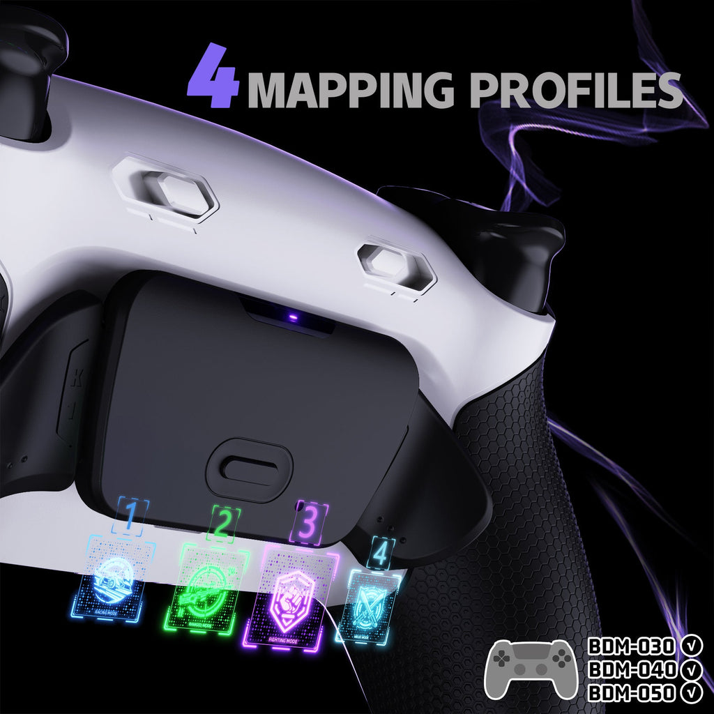eXtremeRate RISE Plus MAX Back Paddles Kit with Clicky Trigger Stops & Rubberized Grip for PS5 Controller BDM-030/040/050 - White Black - Black eXtremeRate