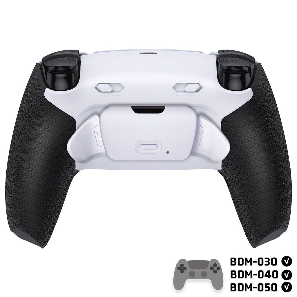 eXtremeRate RISE Plus MAX Back Paddles Kit with Clicky Trigger Stops & Rubberized Grip for PS5 Controller BDM-030/040/050 - White Black - White eXtremeRate