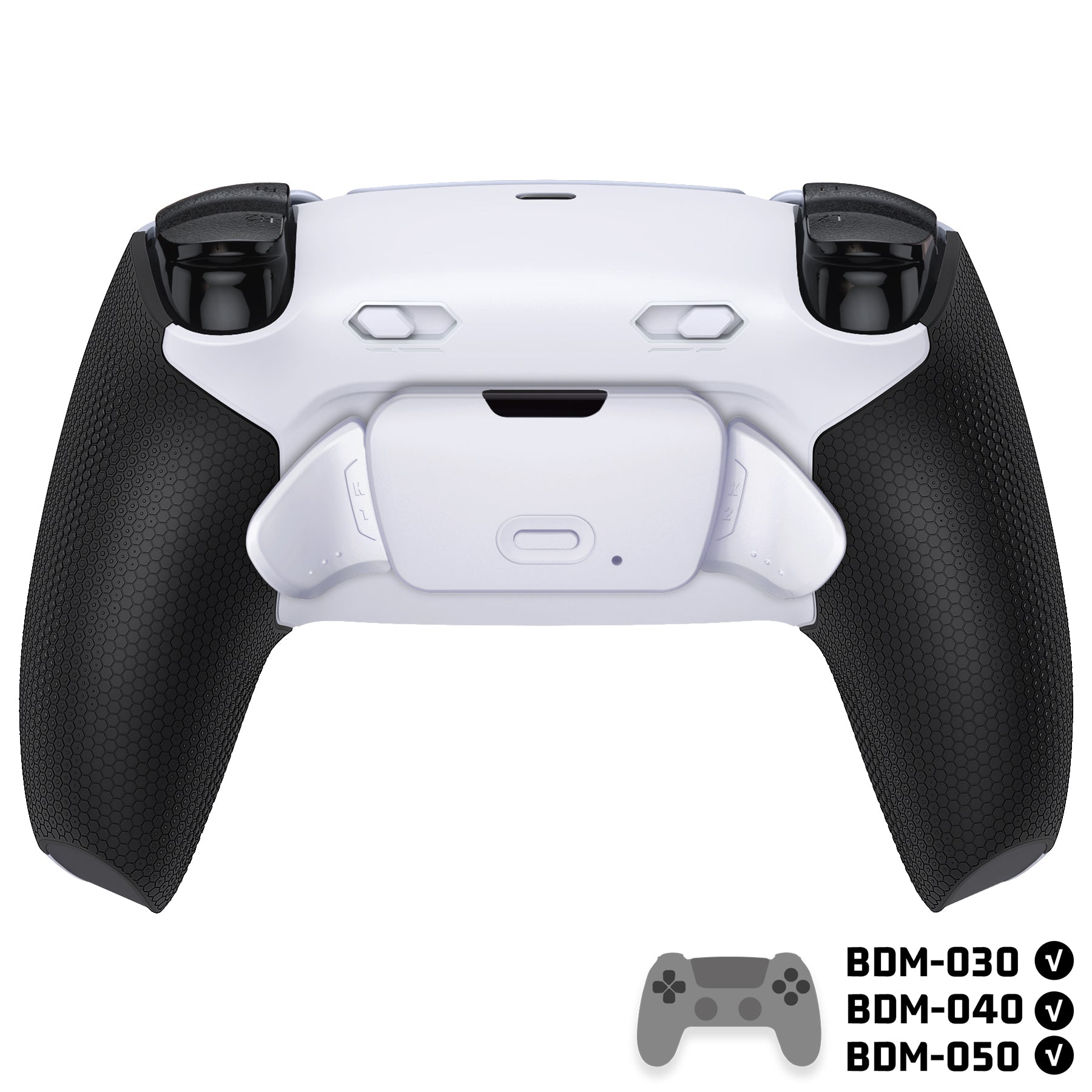 eXtremeRate RISE Plus MAX Back Paddles Kit with Clicky Trigger Stops & Rubberized Grip for PS5 Controller BDM-030/040/050 - White Black - White eXtremeRate