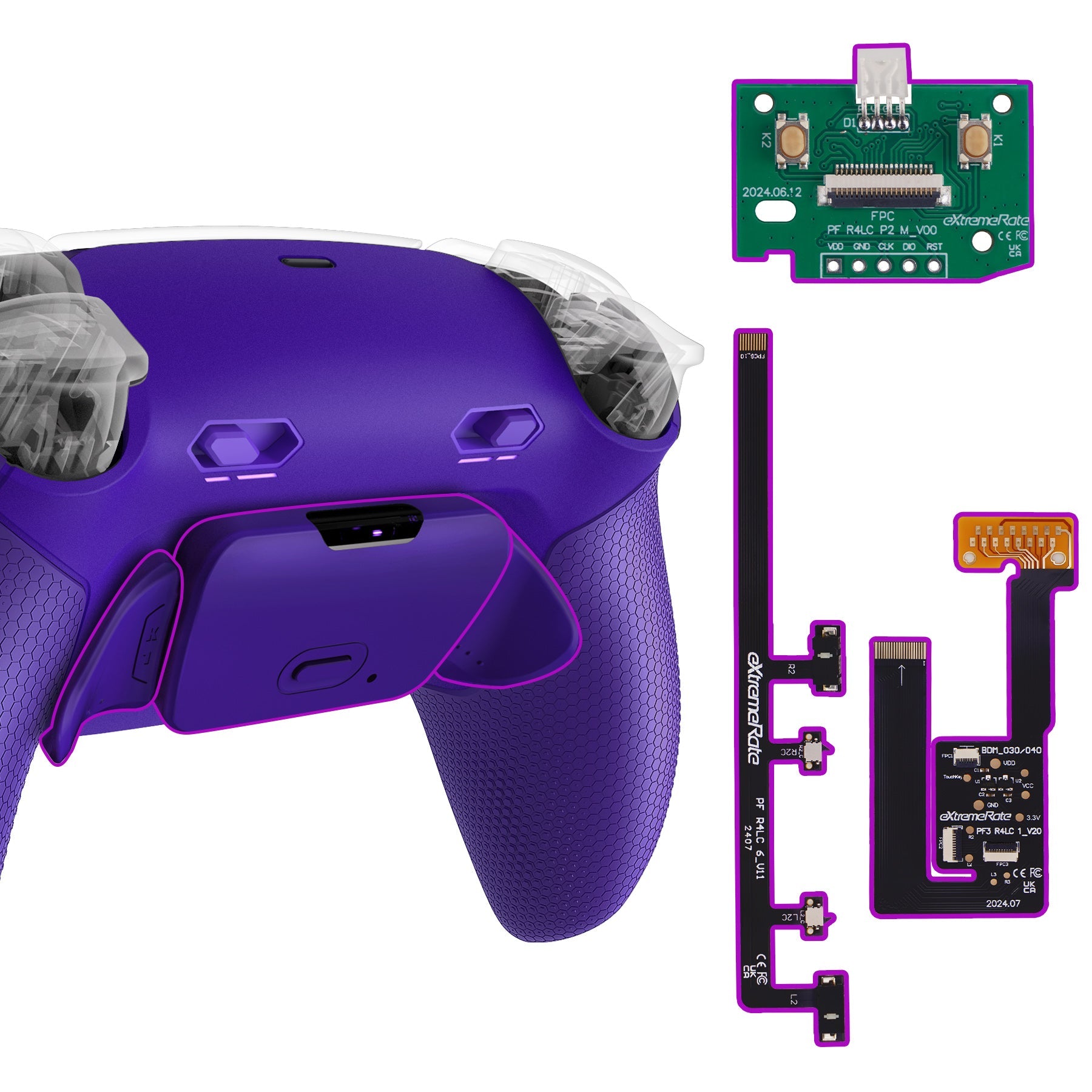 eXtremeRate RISE Plus MAX Back Paddles Kit with Clicky Trigger Stops & Rubberized Grip for PS5 Controller BDM-030/040/050 - Galactic Purple eXtremeRate