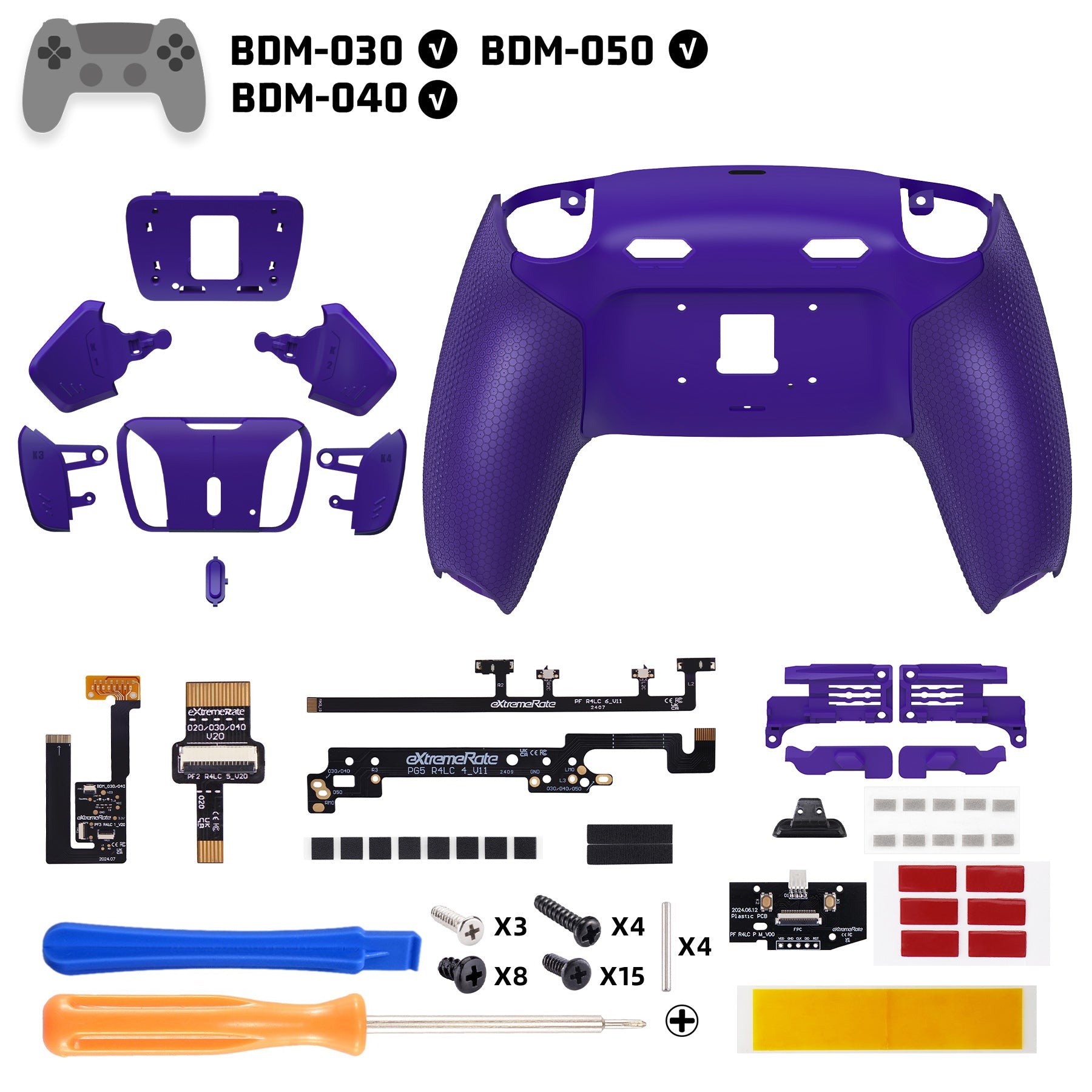 eXtremeRate RISE4 Plus MAX Back Paddles Kit with Clicky Trigger Stops & Rubberized Grip for PS5 Controller BDM-030/040/050 - Galactic Purple eXtremeRate