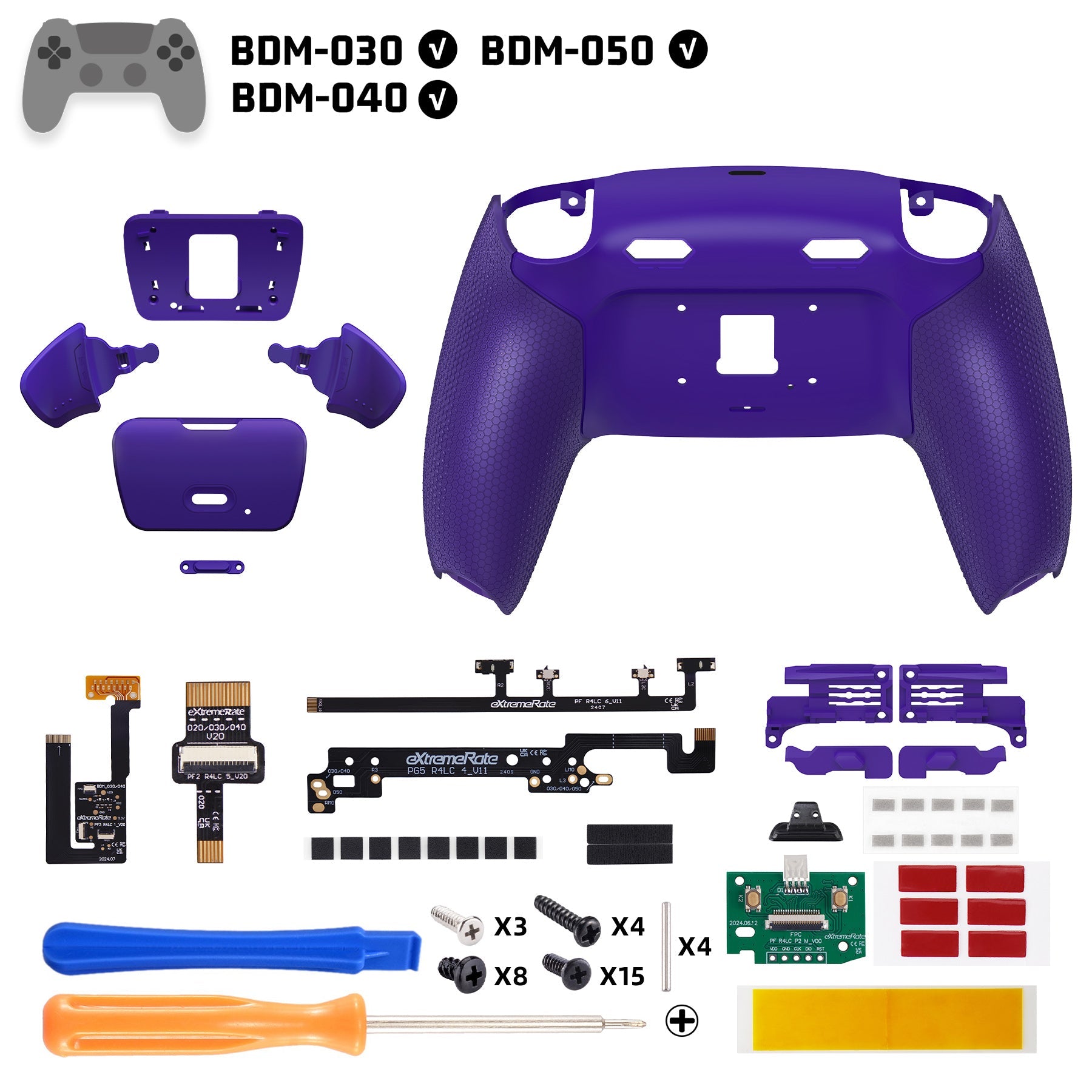 eXtremeRate RISE Plus MAX Back Paddles Kit with Clicky Trigger Stops & Rubberized Grip for PS5 Controller BDM-030/040/050 - Galactic Purple eXtremeRate