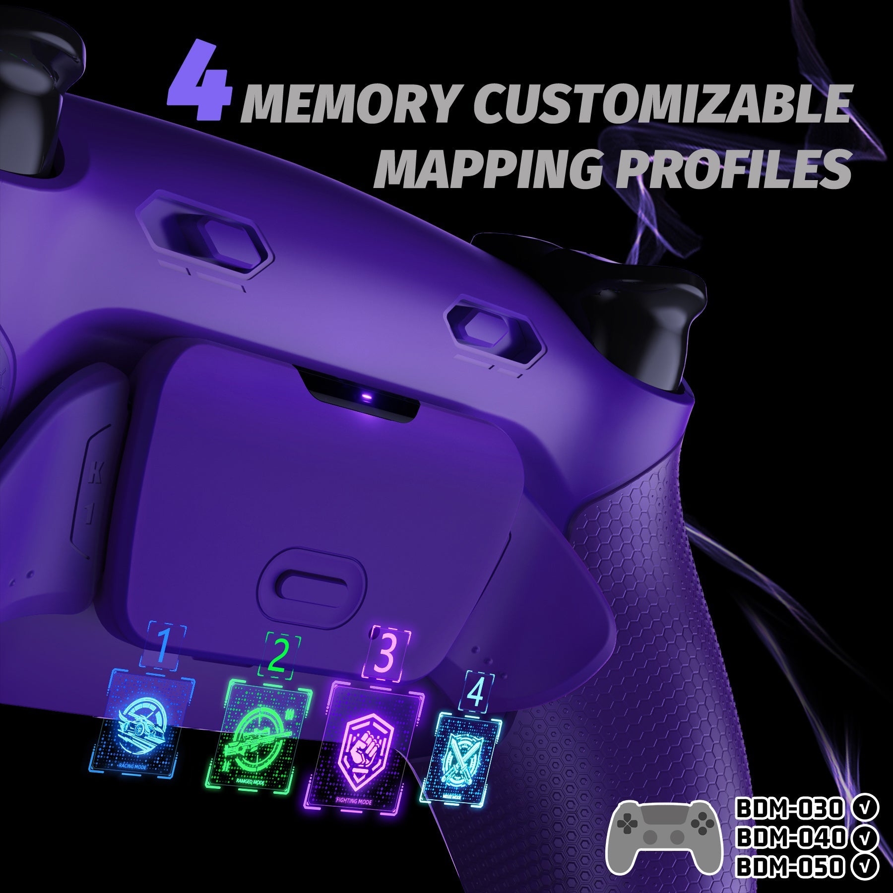 eXtremeRate RISE Plus MAX Back Paddles Kit with Clicky Trigger Stops & Rubberized Grip for PS5 Controller BDM-030/040/050 - Galactic Purple eXtremeRate