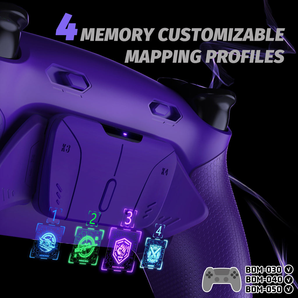 eXtremeRate RISE4 Plus MAX Back Paddles Kit with Clicky Trigger Stops & Rubberized Grip for PS5 Controller BDM-030/040/050 - Galactic Purple eXtremeRate