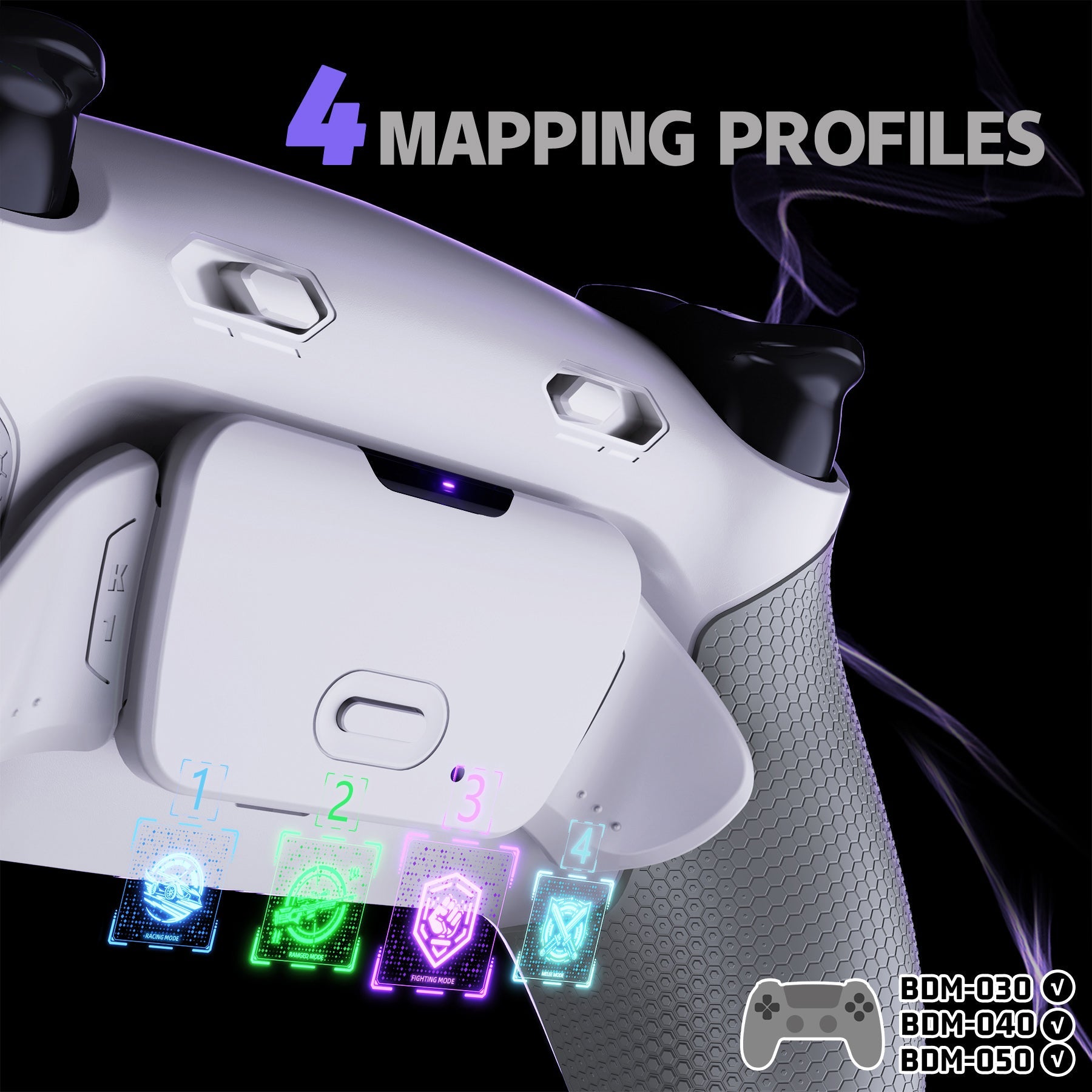 eXtremeRate RISE Plus MAX Back Paddles Kit with Clicky Trigger Stops & Rubberized Grip for PS5 Controller BDM-030/040/050 - White Gray eXtremeRate