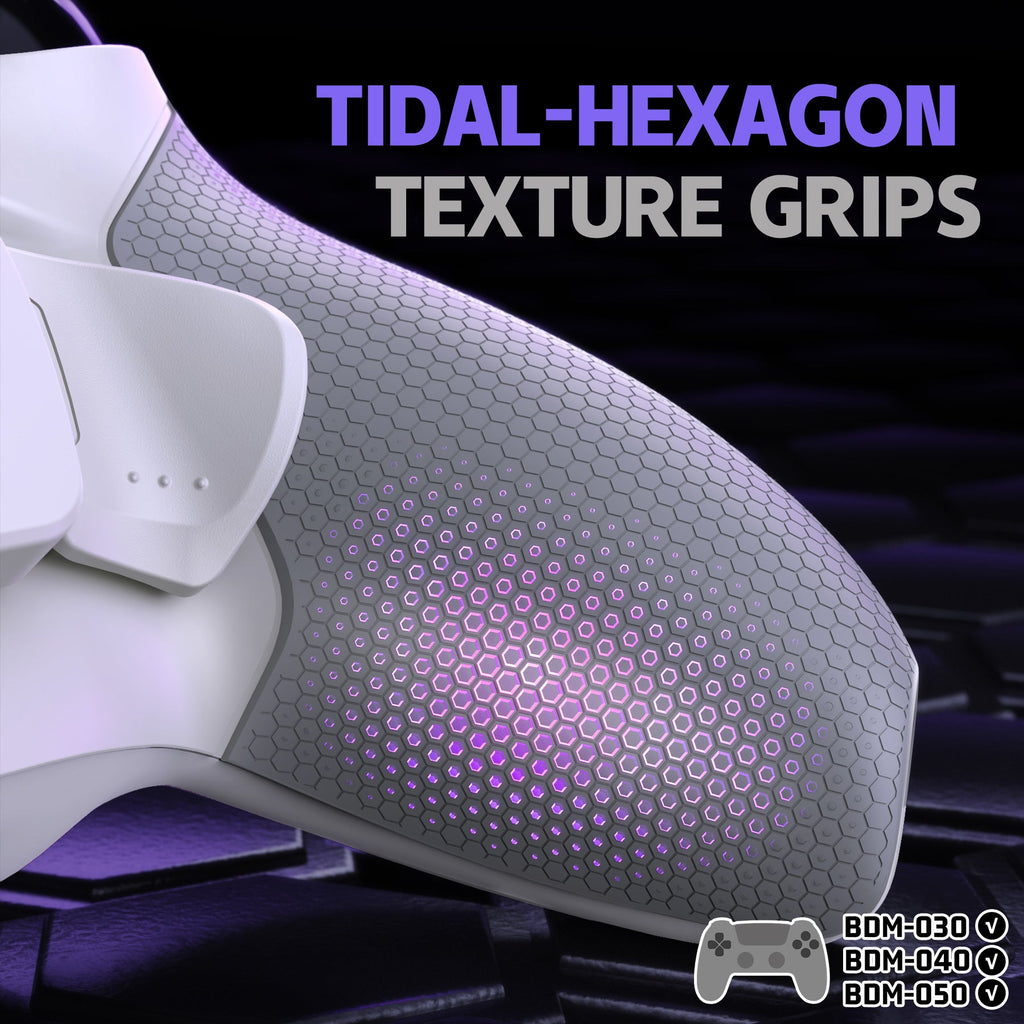 eXtremeRate RISE Plus MAX Back Paddles Kit with Clicky Trigger Stops & Rubberized Grip for PS5 Controller BDM-030/040/050 - White Gray eXtremeRate