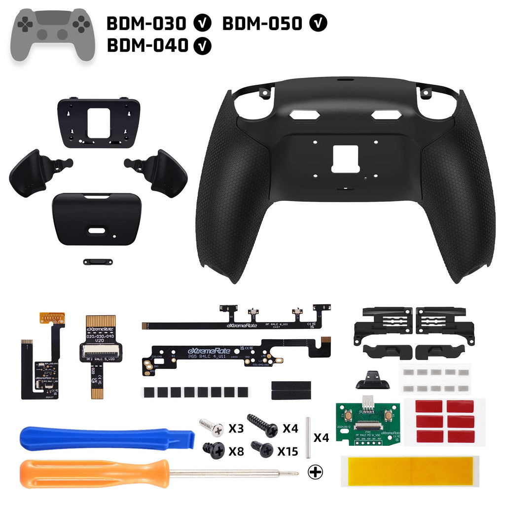 eXtremeRate RISE Plus MAX Back Paddles Kit with Clicky Trigger Stops & Rubberized Grip for PS5 Controller BDM-030/040/050 - Black eXtremeRate