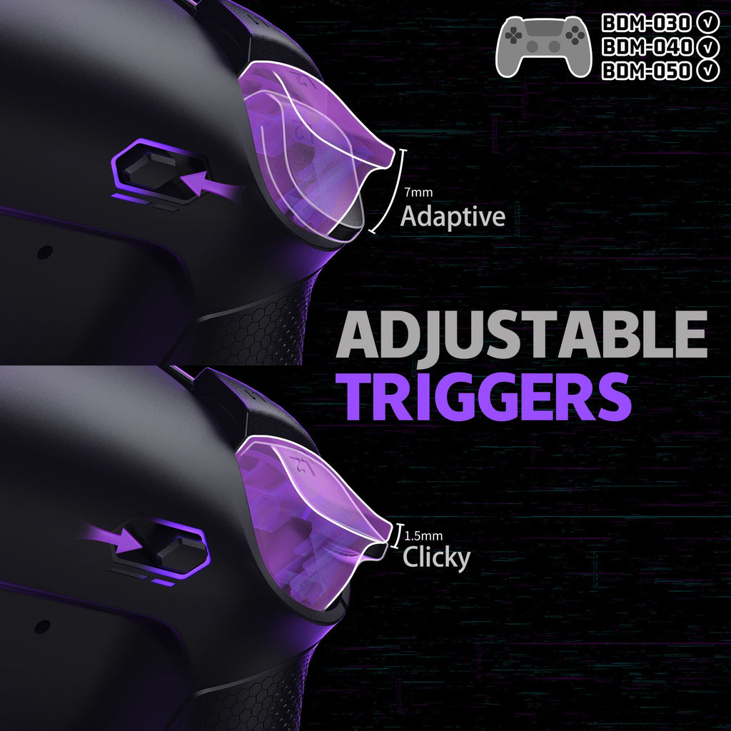 eXtremeRate RISE Plus MAX Back Paddles Kit with Clicky Trigger Stops & Rubberized Grip for PS5 Controller BDM-030/040/050 - Black eXtremeRate