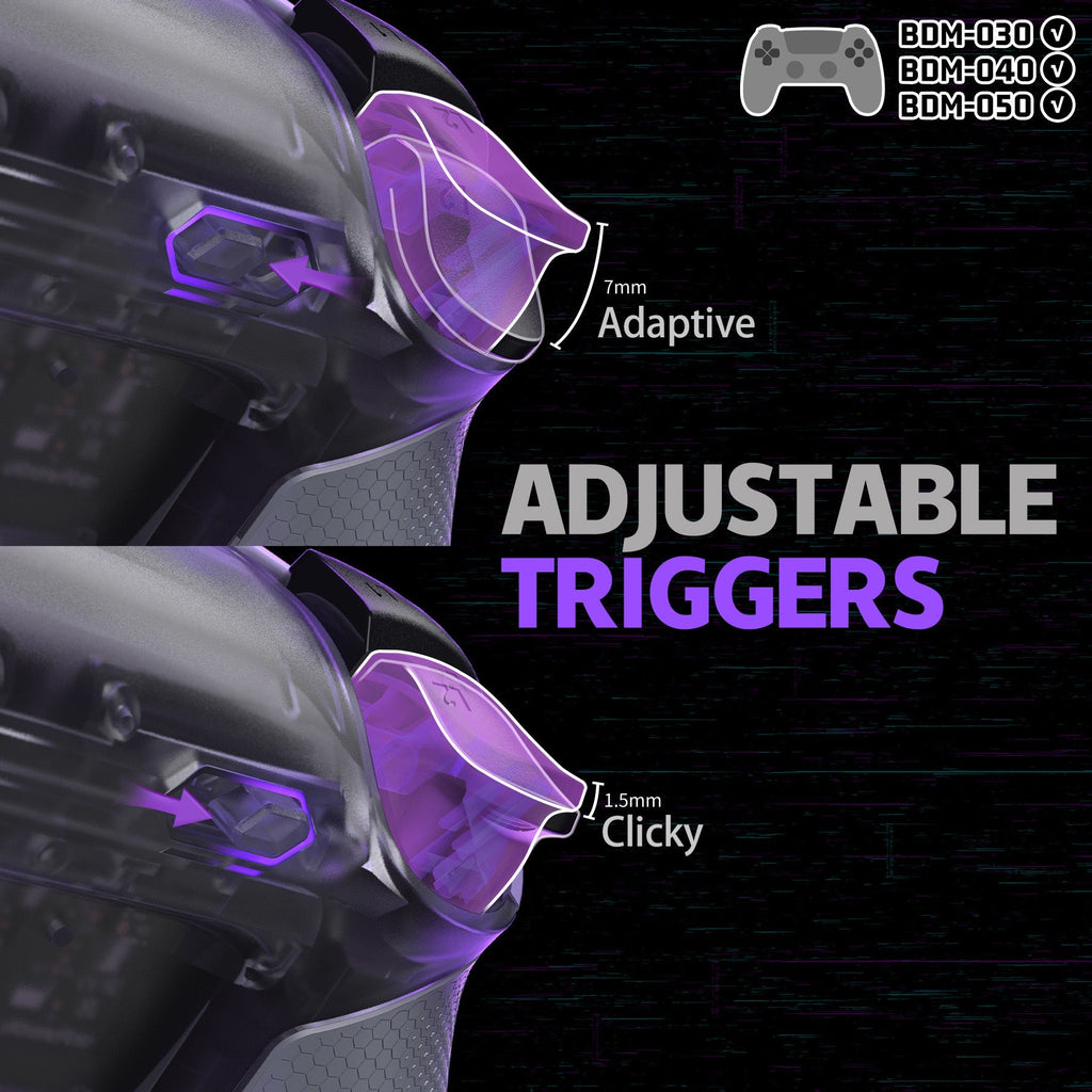 eXtremeRate RISE4 Plus MAX Back Paddles Kit with Clicky Trigger Stops & Rubberized Grip for PS5 Controller BDM-030/040/050 - Clear & Gray eXtremeRate