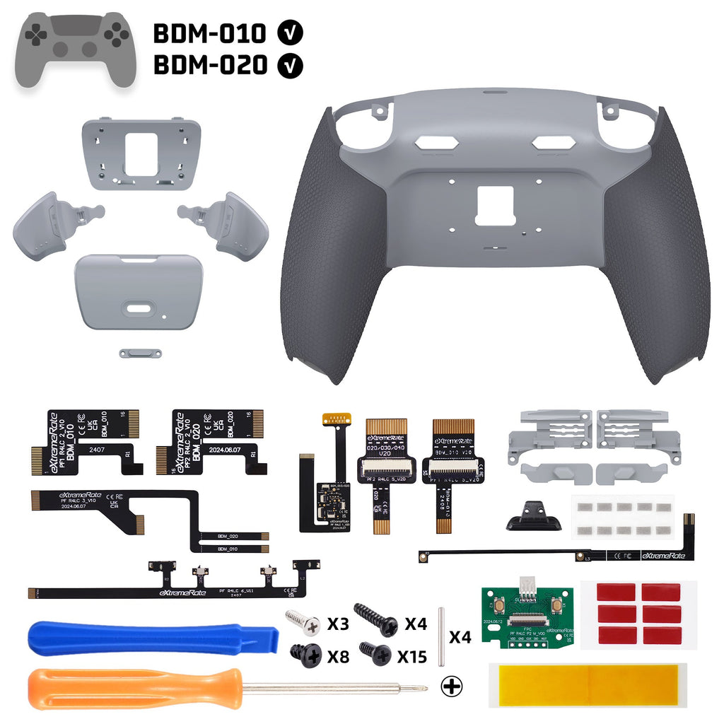 eXtremeRate RISE Plus MAX Back Paddles Kit with Clicky Trigger Stops & Rubberized Grip for PS5 Controller BDM-010/020 - New Hope Gray & Classic Gray eXtremeRate