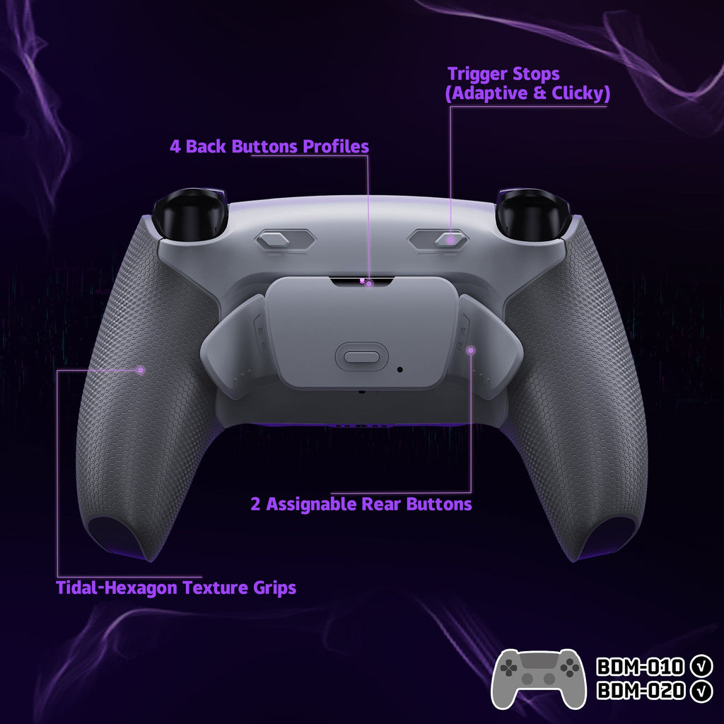 eXtremeRate RISE Plus MAX Back Paddles Kit with Clicky Trigger Stops & Rubberized Grip for PS5 Controller BDM-010/020 - New Hope Gray & Classic Gray eXtremeRate