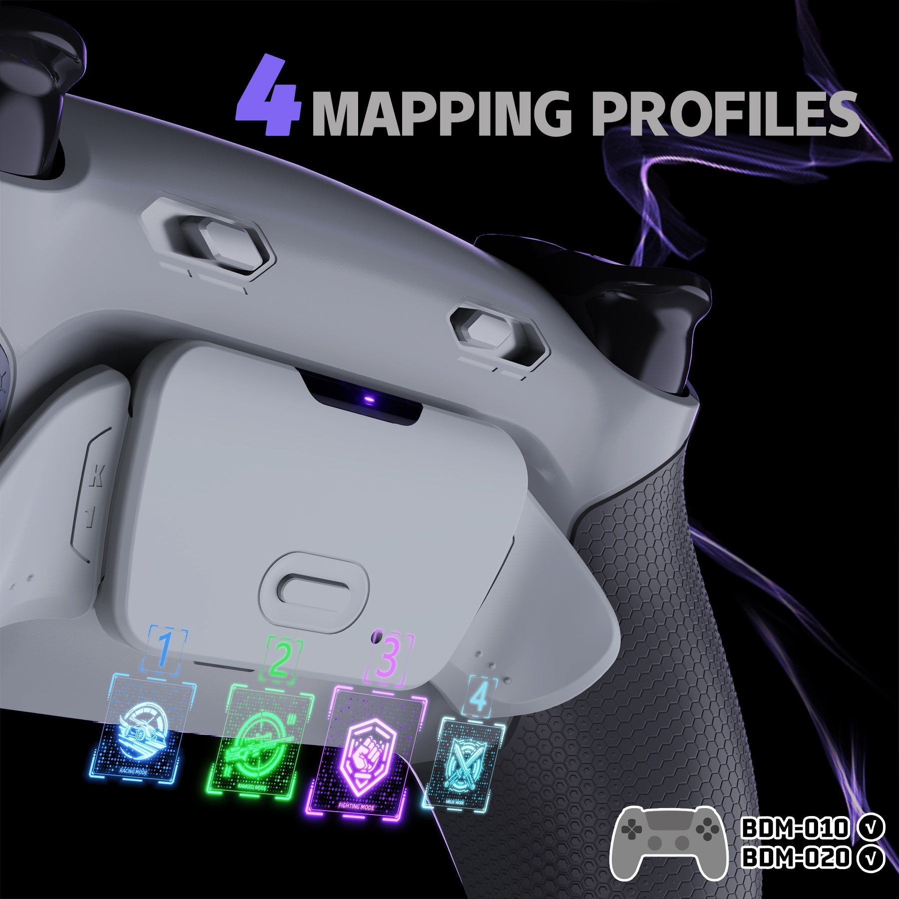 eXtremeRate RISE Plus MAX Back Paddles Kit with Clicky Trigger Stops & Rubberized Grip for PS5 Controller BDM-010/020 - New Hope Gray & Classic Gray eXtremeRate