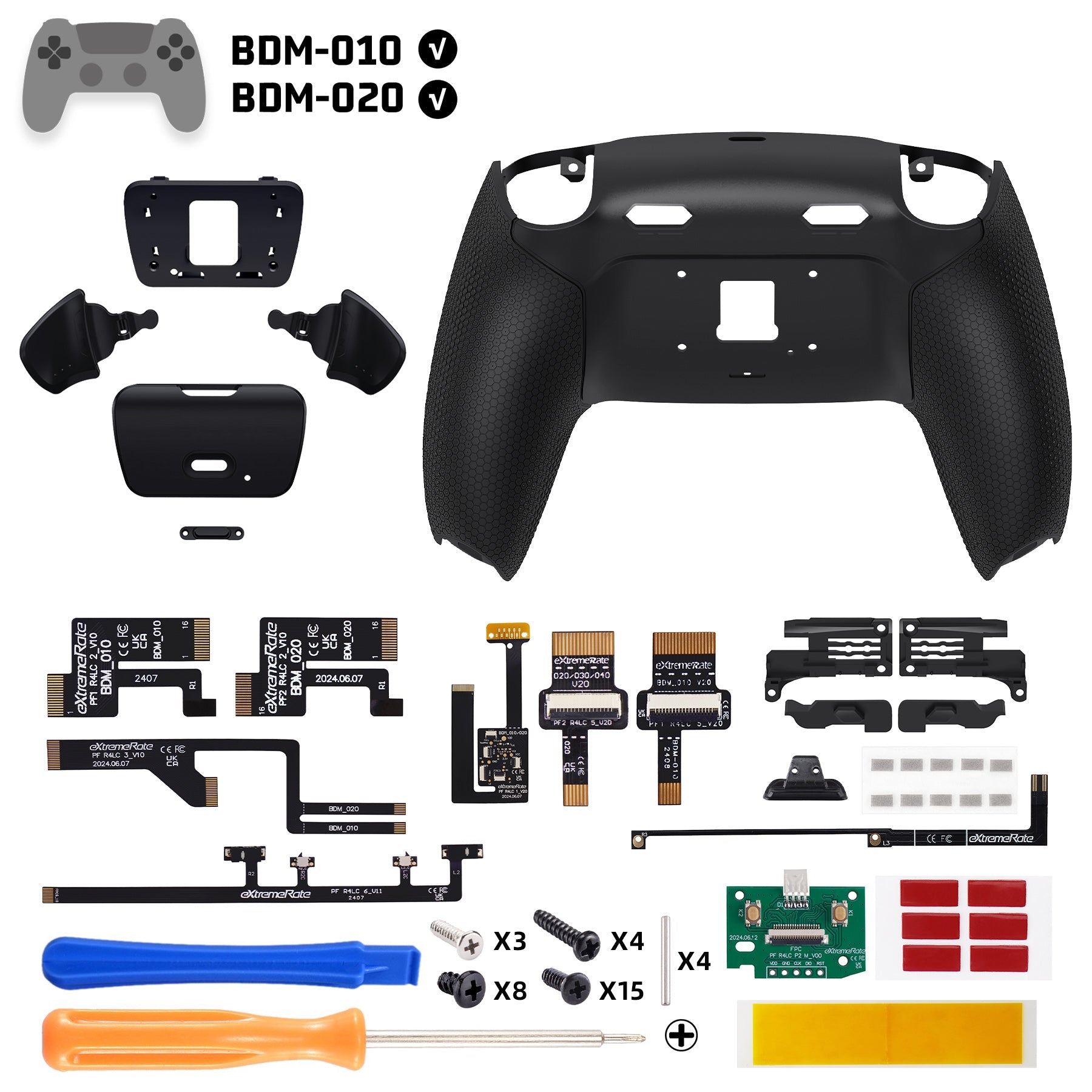 eXtremeRate RISE Plus MAX Back Paddles Kit with Clicky Trigger Stops & Rubberized Grip for PS5 Controller BDM-010/020 - Black eXtremeRate