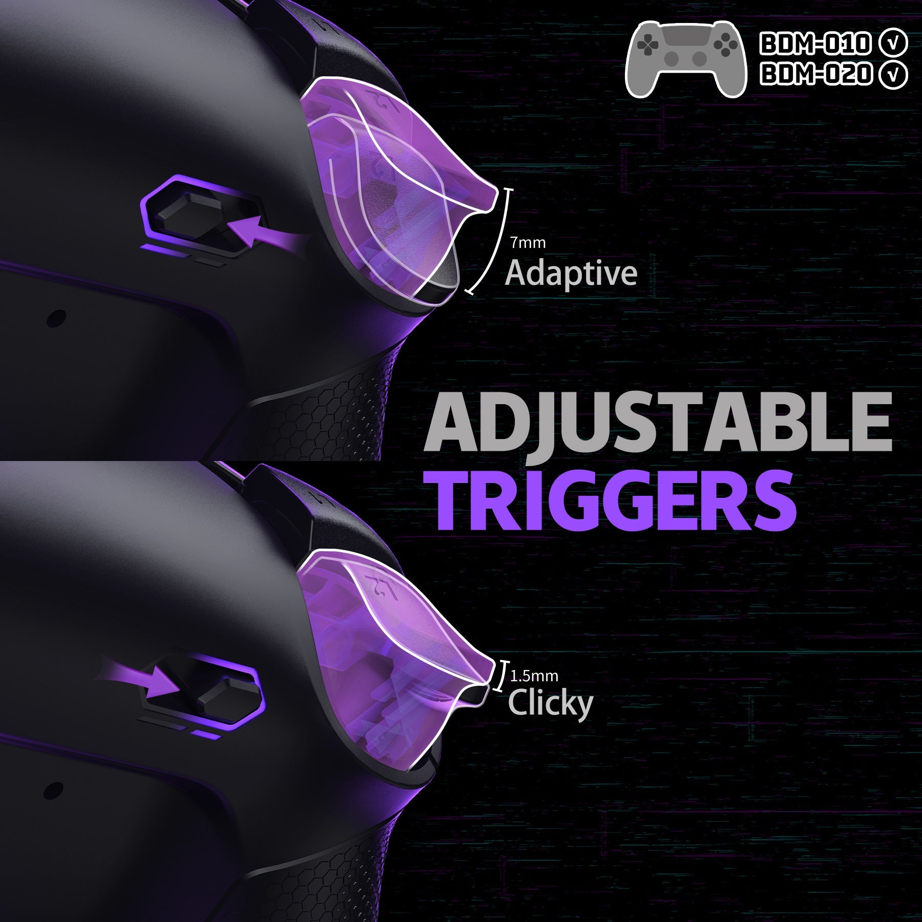 eXtremeRate RISE Plus MAX Back Paddles Kit with Clicky Trigger Stops & Rubberized Grip for PS5 Controller BDM-010/020 - Black eXtremeRate