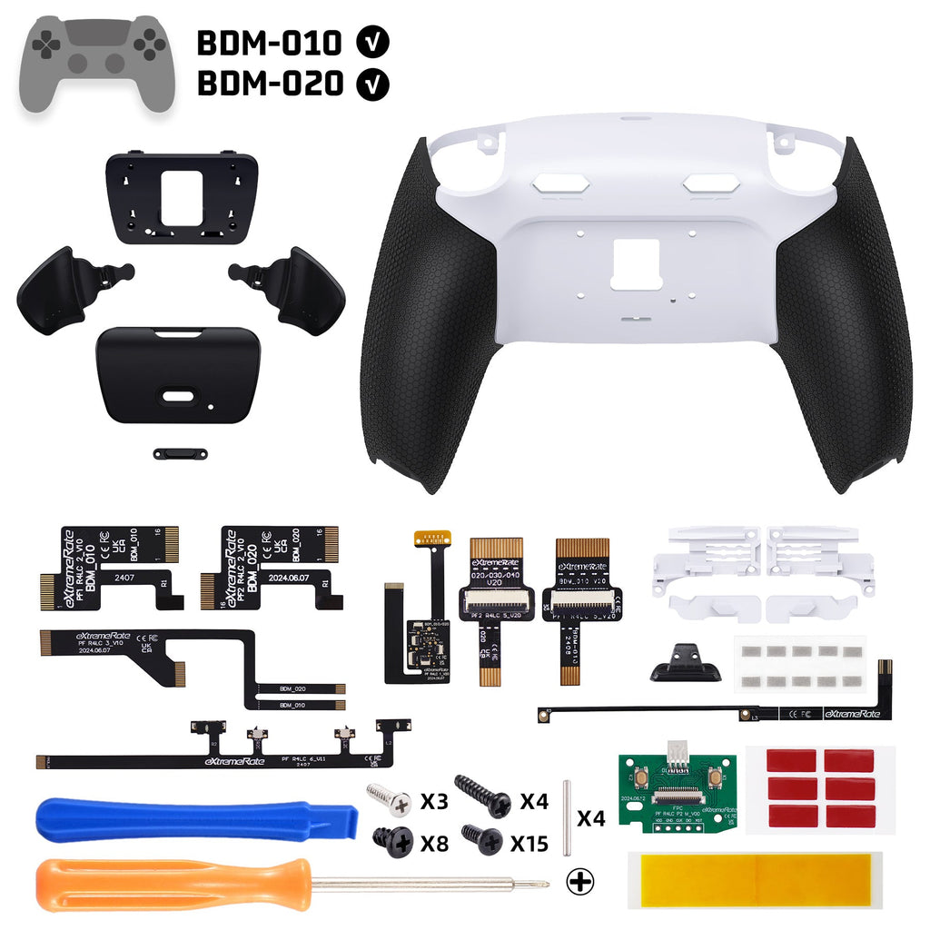 eXtremeRate RISE Plus MAX Back Paddles Kit with Clicky Trigger Stops & Rubberized Grip for PS5 Controller BDM-010/020 - White Black - Black eXtremeRate