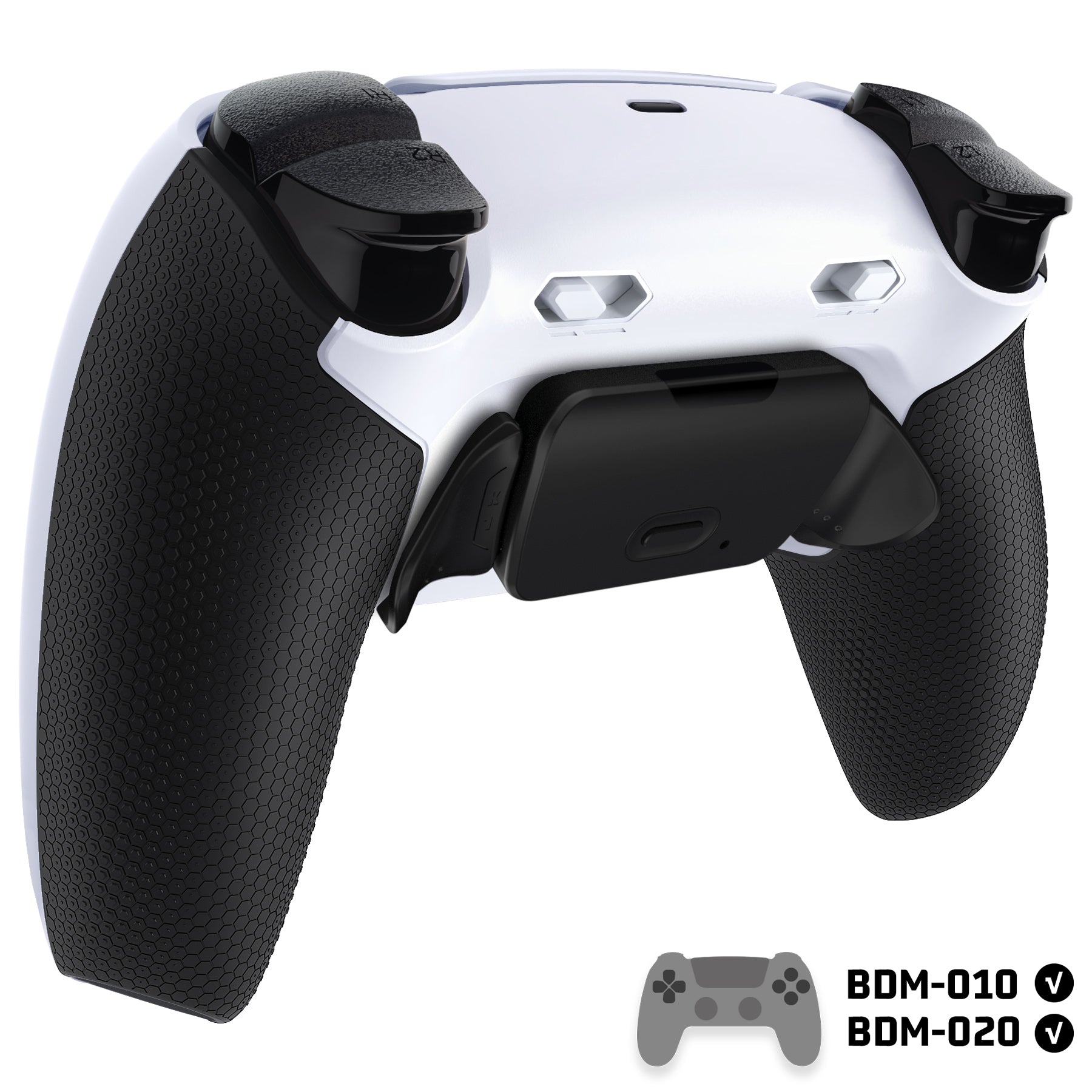 eXtremeRate RISE Plus MAX Back Paddles Kit with Clicky Trigger Stops & Rubberized Grip for PS5 Controller BDM-010/020 - White Black - Black eXtremeRate
