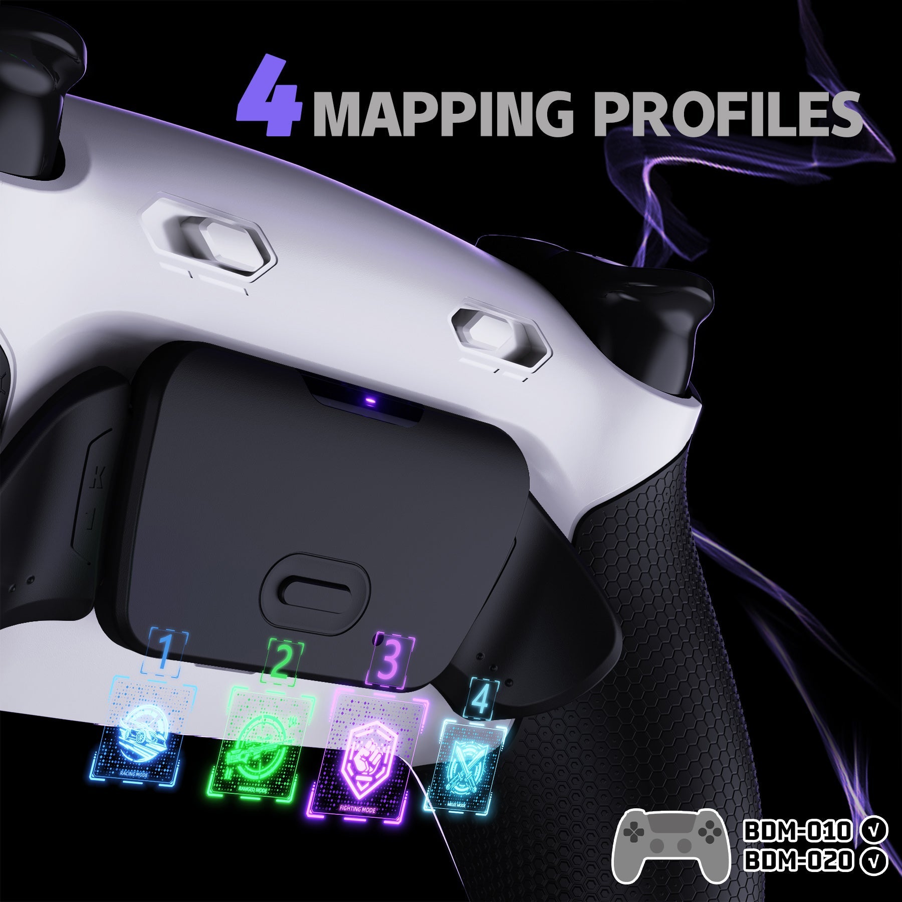 eXtremeRate RISE Plus MAX Back Paddles Kit with Clicky Trigger Stops & Rubberized Grip for PS5 Controller BDM-010/020 - White Black - Black eXtremeRate