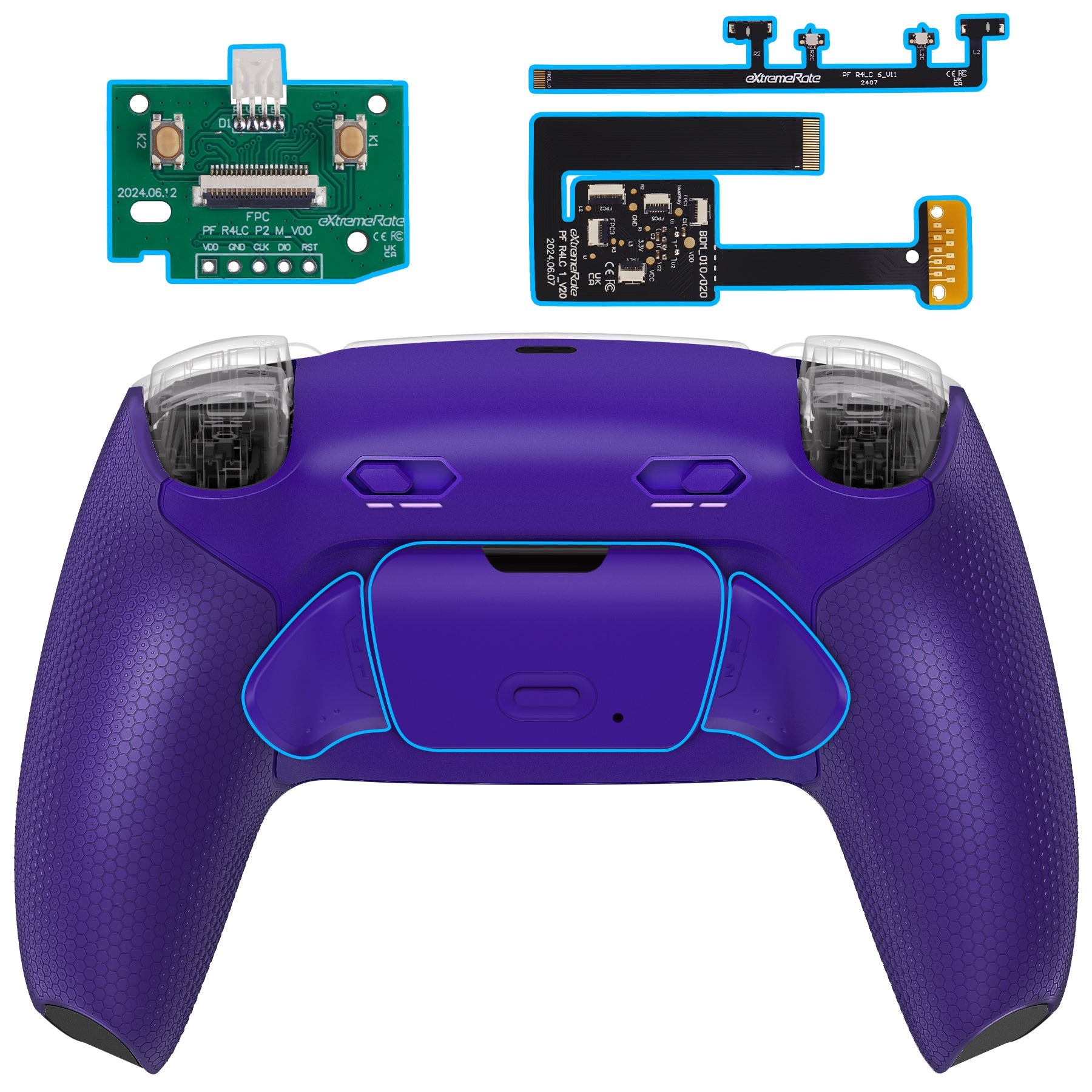 eXtremeRate RISE Plus MAX Back Paddles Kit with Clicky Trigger Stops & Rubberized Grip for PS5 Controller BDM-010/020 - Galactic Purple eXtremeRate