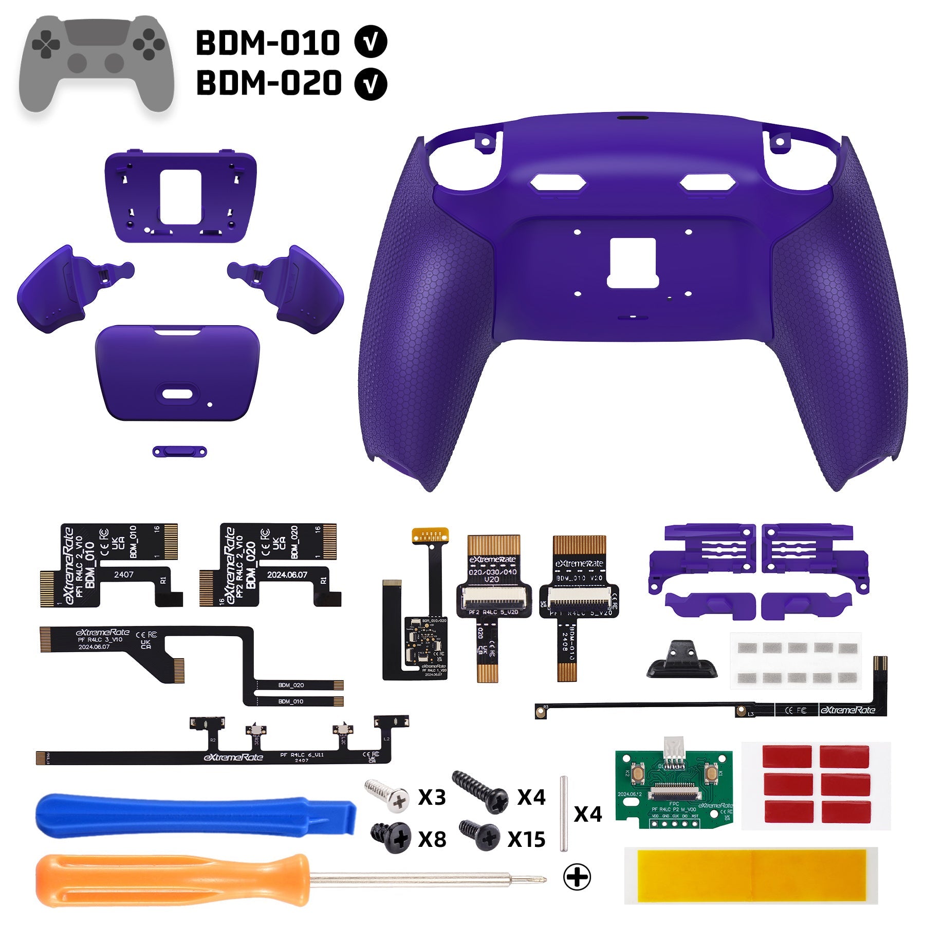 eXtremeRate RISE Plus MAX Back Paddles Kit with Clicky Trigger Stops & Rubberized Grip for PS5 Controller BDM-010/020 - Galactic Purple eXtremeRate