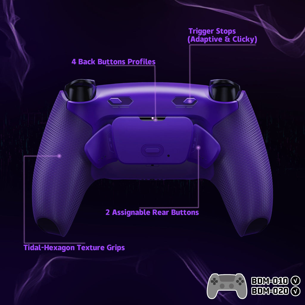eXtremeRate RISE Plus MAX Back Paddles Kit with Clicky Trigger Stops & Rubberized Grip for PS5 Controller BDM-010/020 - Galactic Purple eXtremeRate