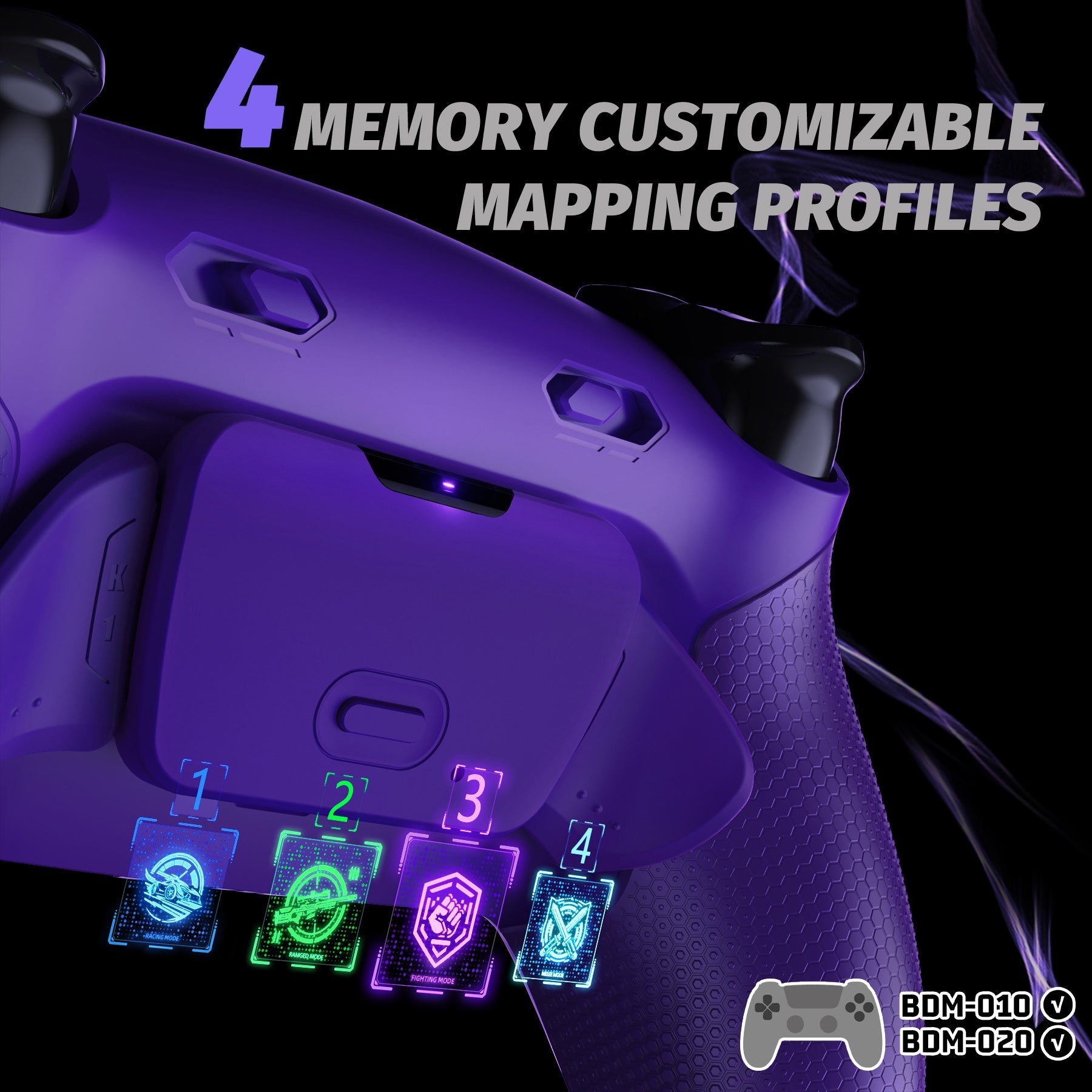 eXtremeRate RISE Plus MAX Back Paddles Kit with Clicky Trigger Stops & Rubberized Grip for PS5 Controller BDM-010/020 - Galactic Purple eXtremeRate