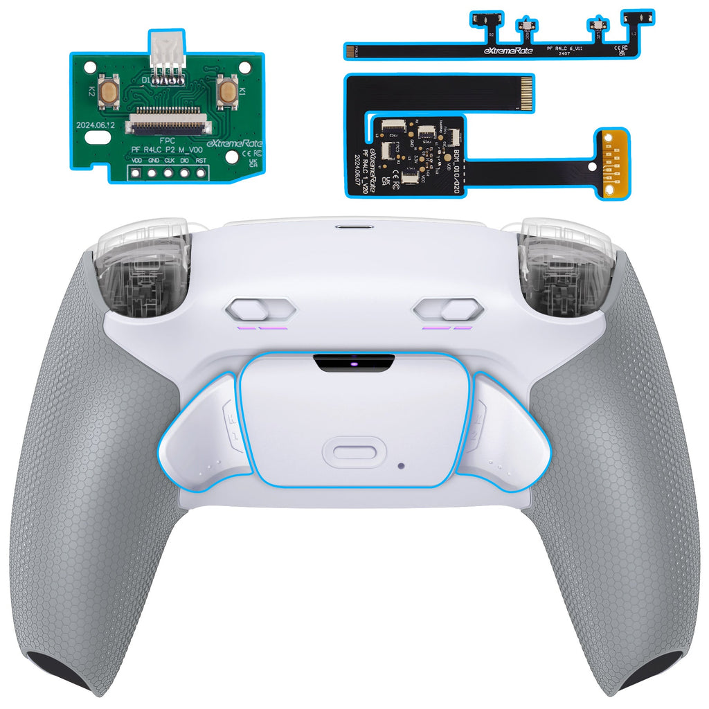 eXtremeRate RISE Plus MAX Back Paddles Kit with Clicky Trigger Stops & Rubberized Grip for PS5 Controller BDM-010/020 - White Gray eXtremeRate