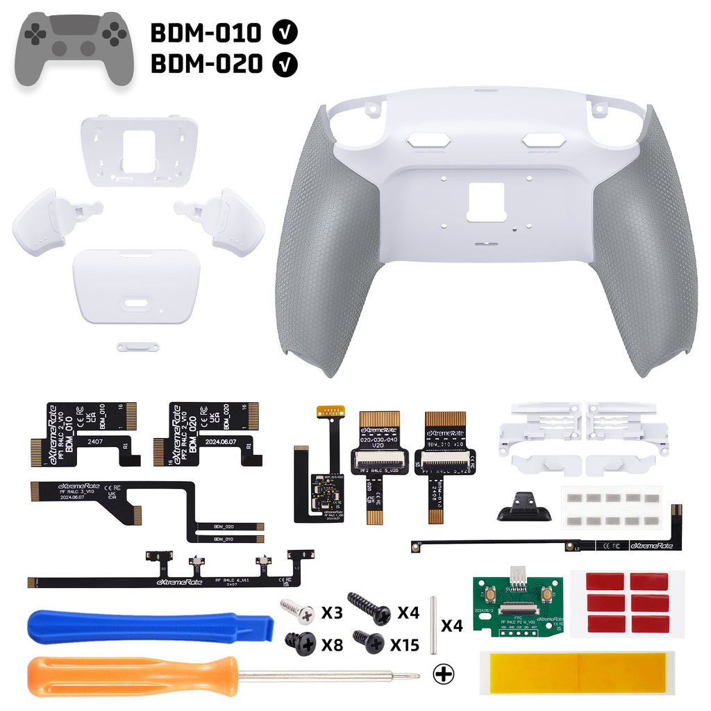 eXtremeRate RISE Plus MAX Back Paddles Kit with Clicky Trigger Stops & Rubberized Grip for PS5 Controller BDM-010/020 - White Gray eXtremeRate